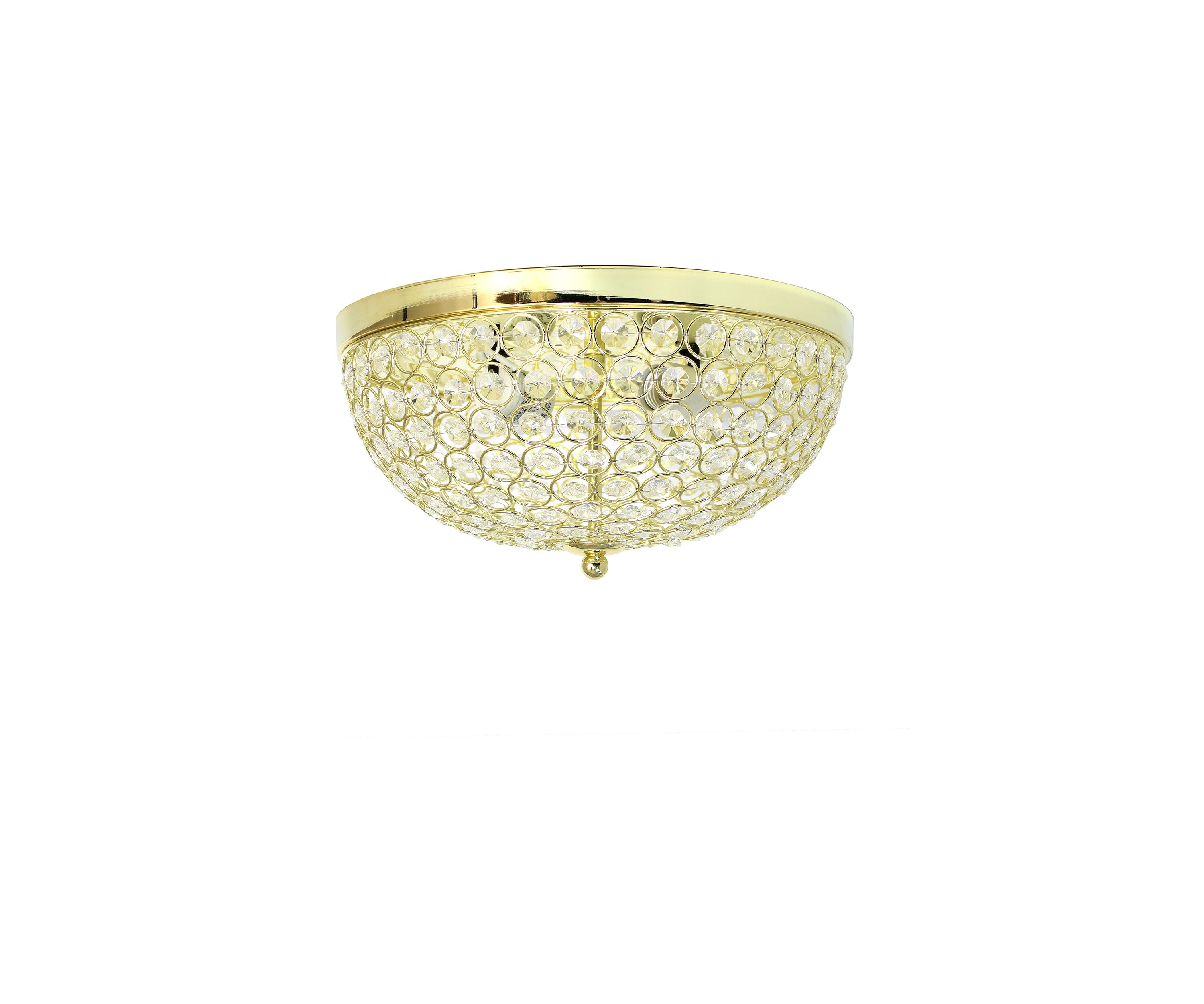Crystal Glam 2 Light Ceiling Flush Mount, Gold