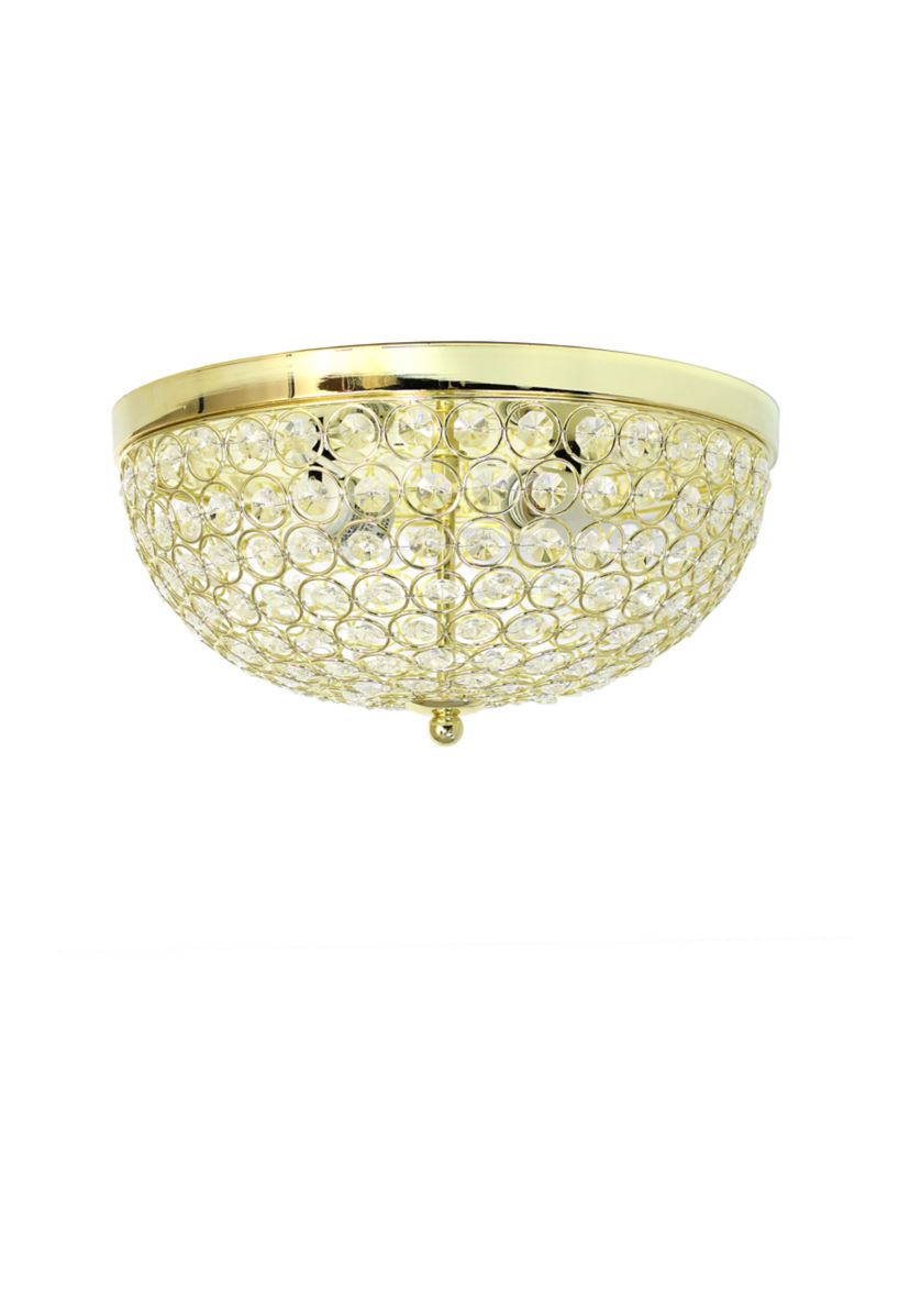 Crystal Glam 2 Light Ceiling Flush Mount, Gold