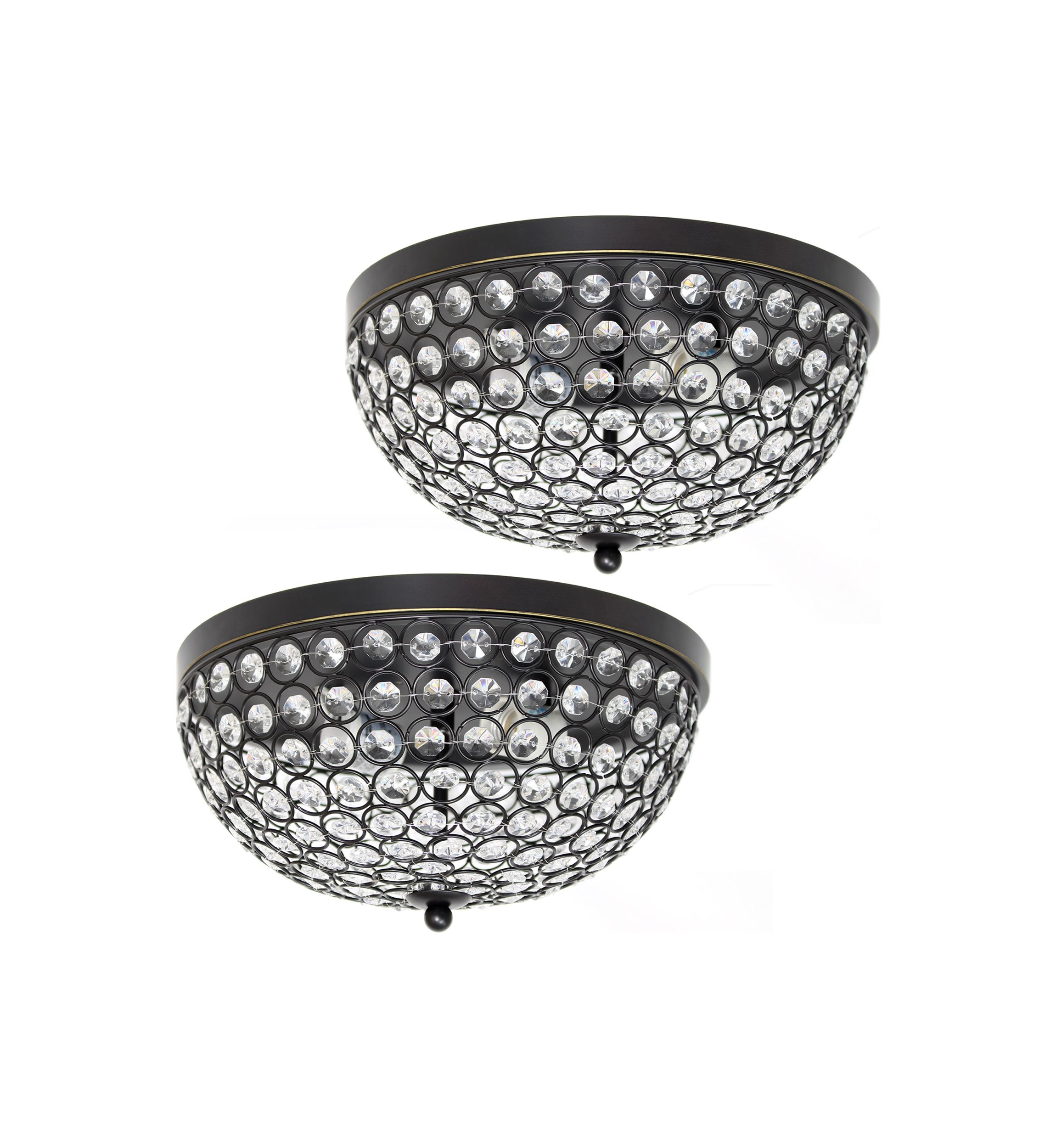 Crystal Glam 2 Light Ceiling Flush Mount, Restoration Bronze