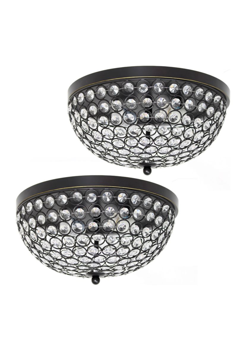 Crystal Glam 2 Light Ceiling Flush Mount, Restoration Bronze