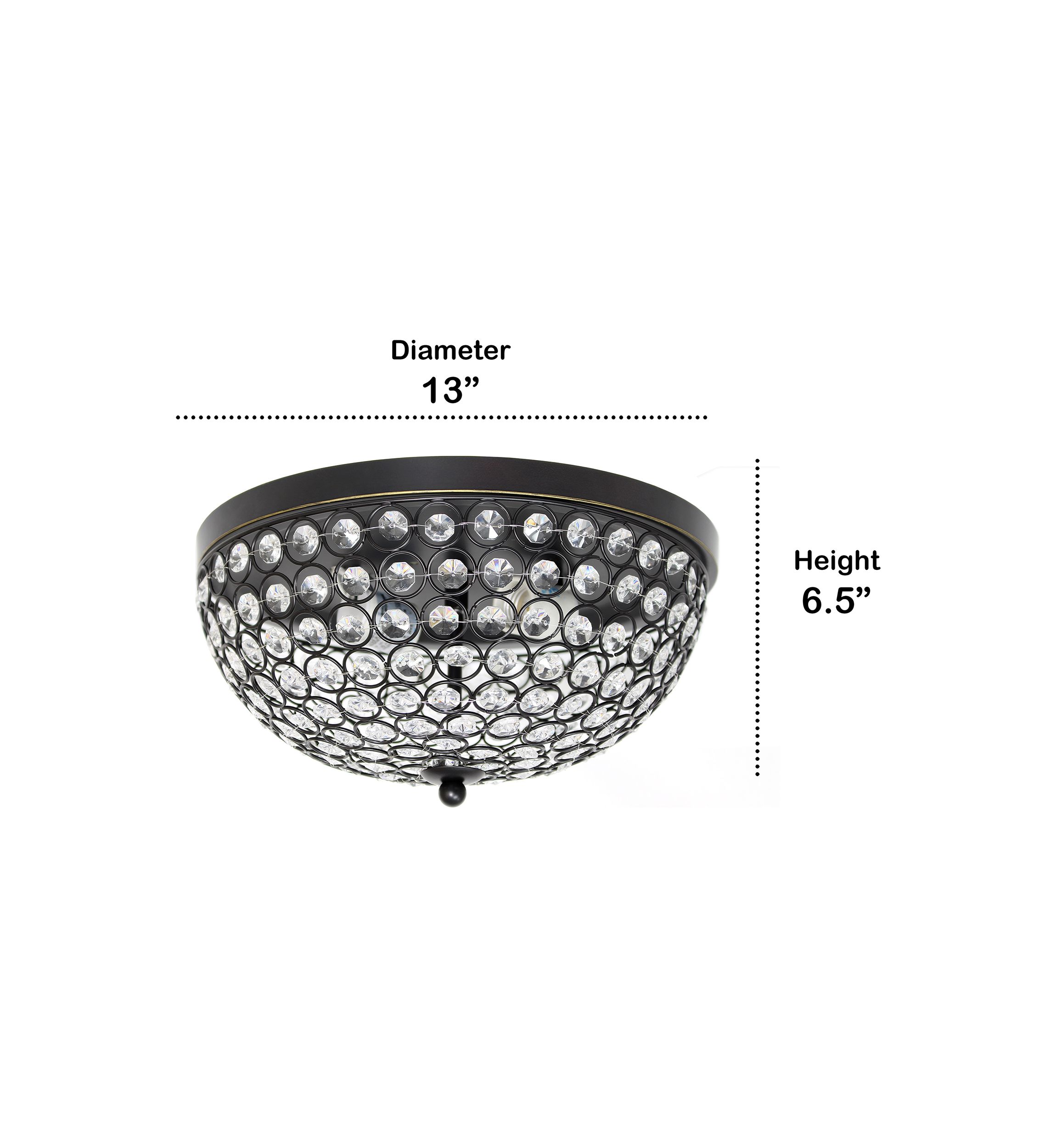 Crystal Glam 2 Light Ceiling Flush Mount, Restoration Bronze