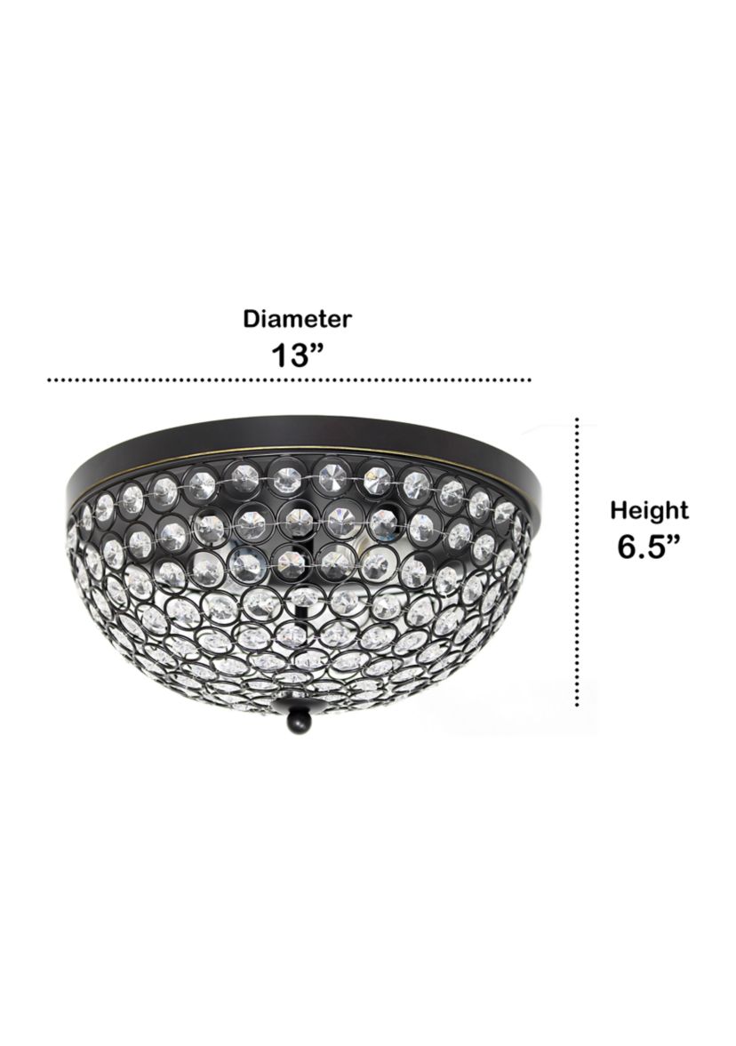 Crystal Glam 2 Light Ceiling Flush Mount, Restoration Bronze