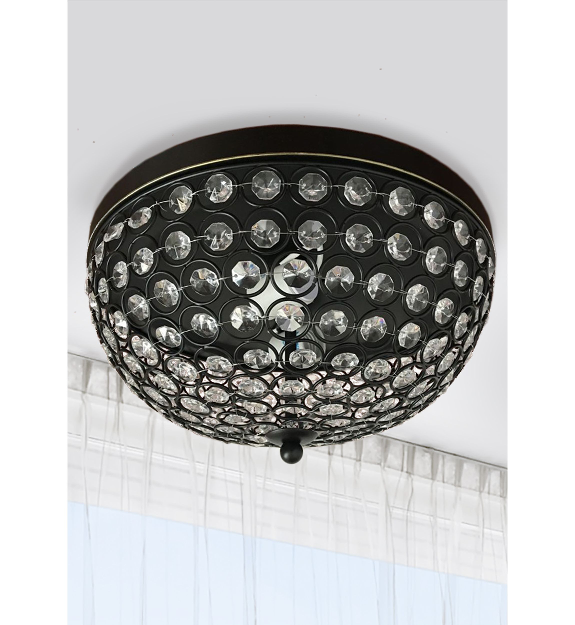 Crystal Glam 2 Light Ceiling Flush Mount, Restoration Bronze