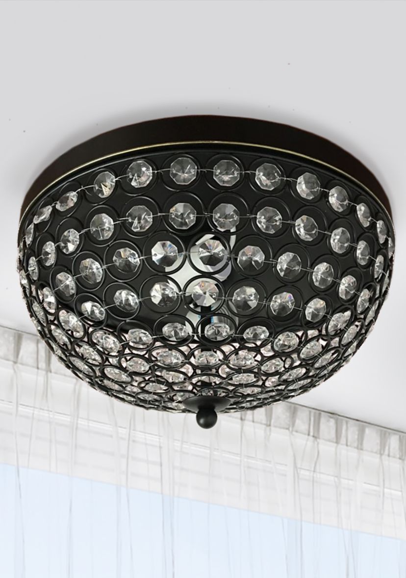 Crystal Glam 2 Light Ceiling Flush Mount, Restoration Bronze