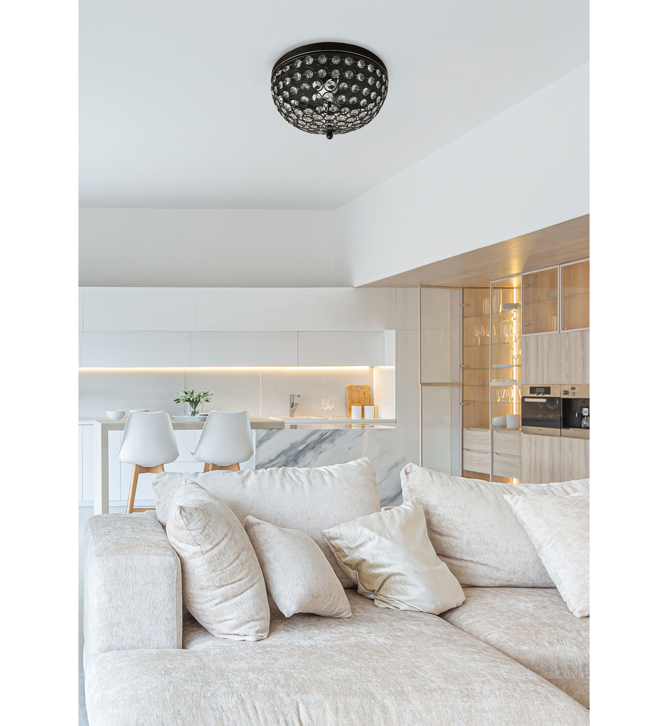 Crystal Glam 2 Light Ceiling Flush Mount, Restoration Bronze