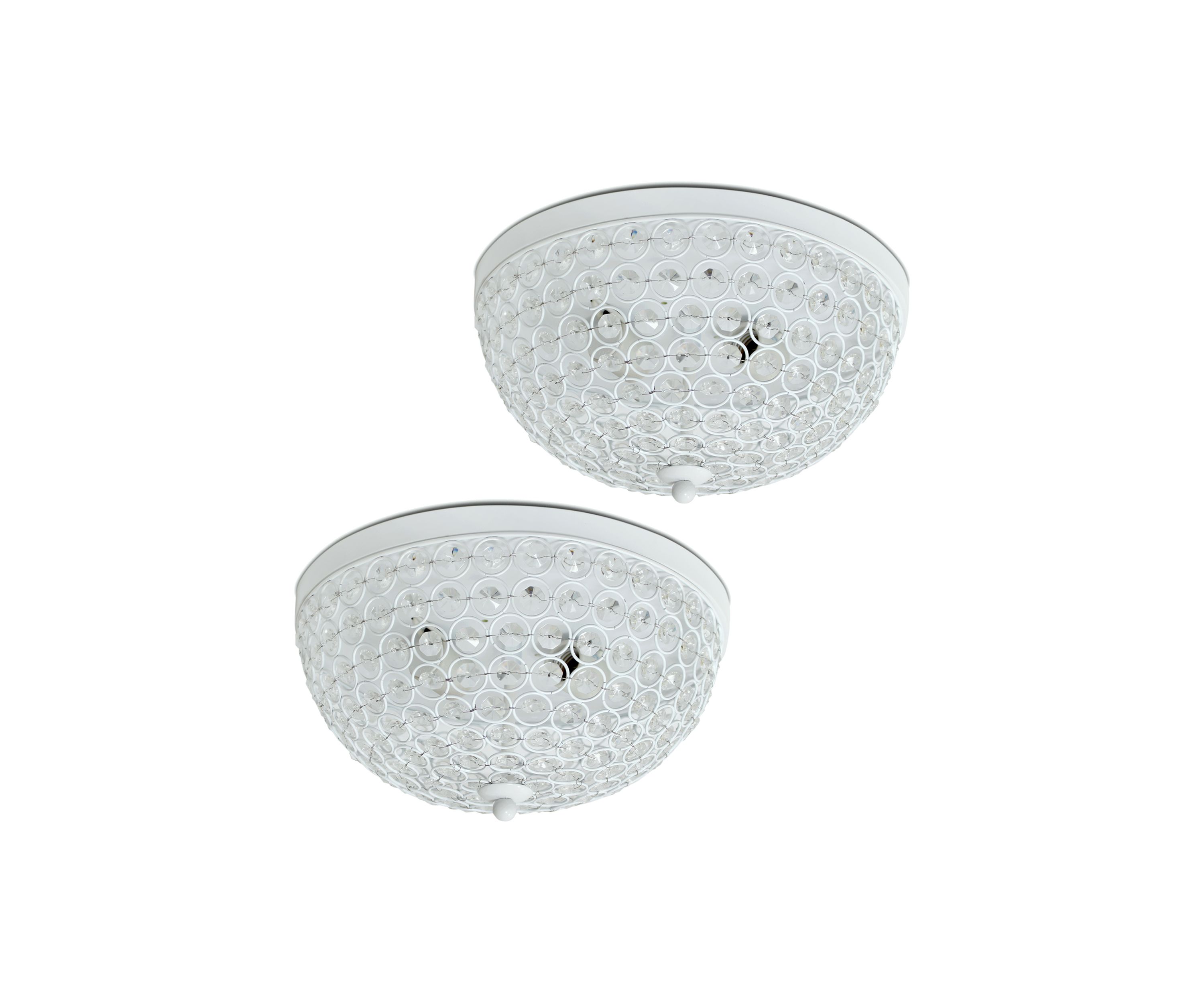 Crystal Glam 2 Light Ceiling Flush Mount 2 Pack, White