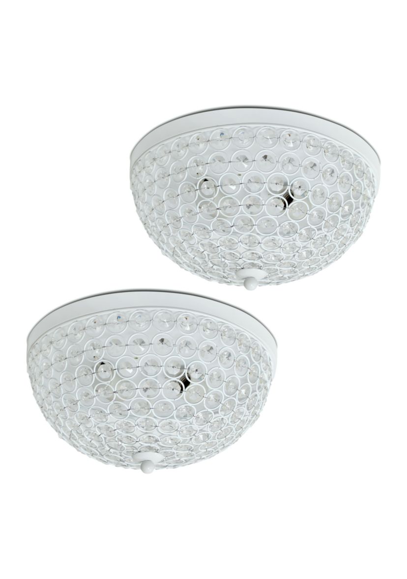 Crystal Glam 2 Light Ceiling Flush Mount 2 Pack, White