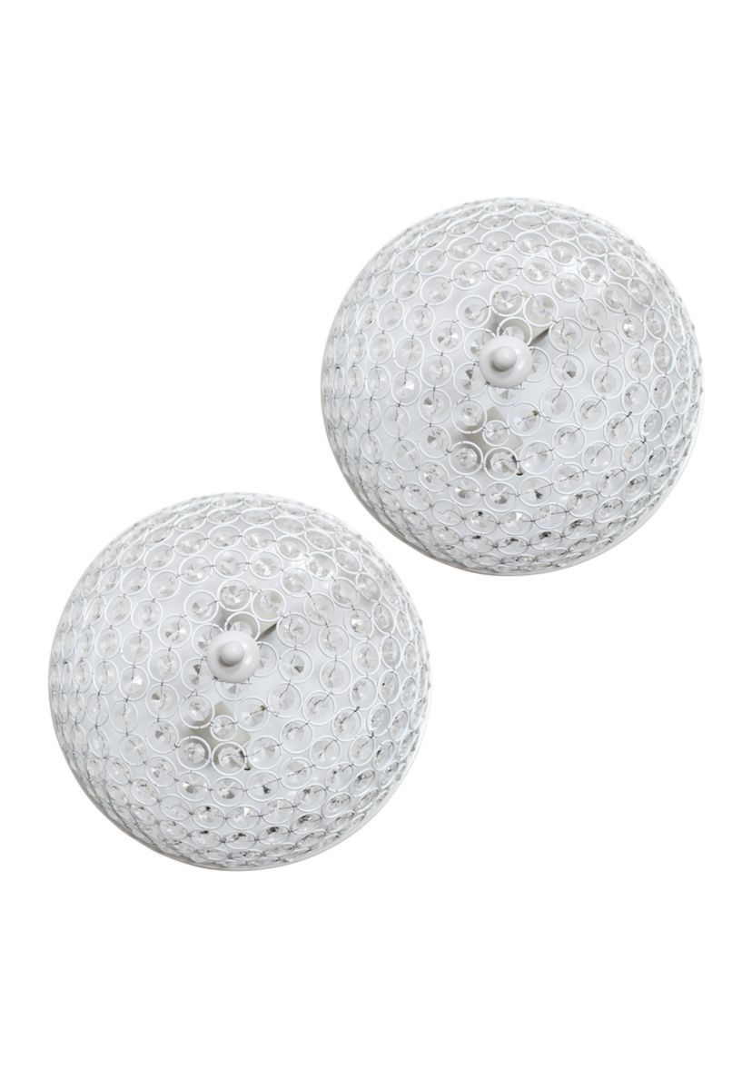 Crystal Glam 2 Light Ceiling Flush Mount 2 Pack, White