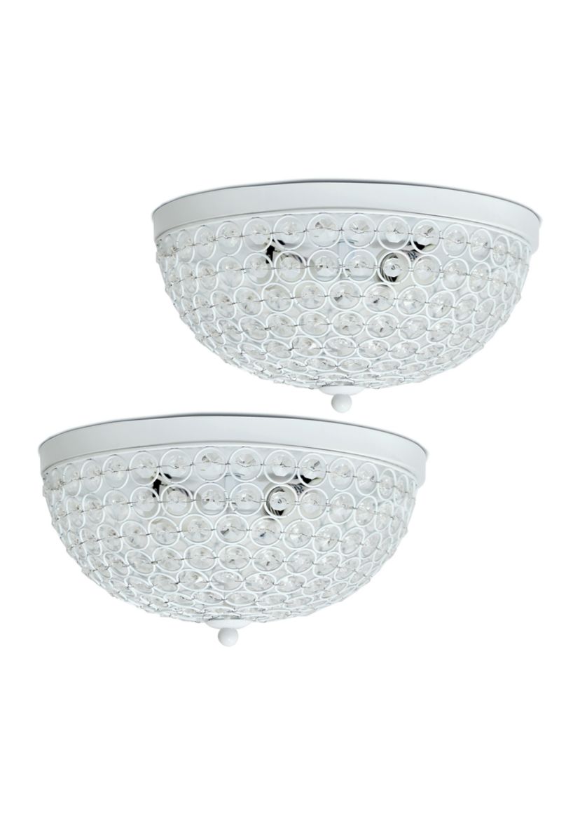 Crystal Glam 2 Light Ceiling Flush Mount 2 Pack, White