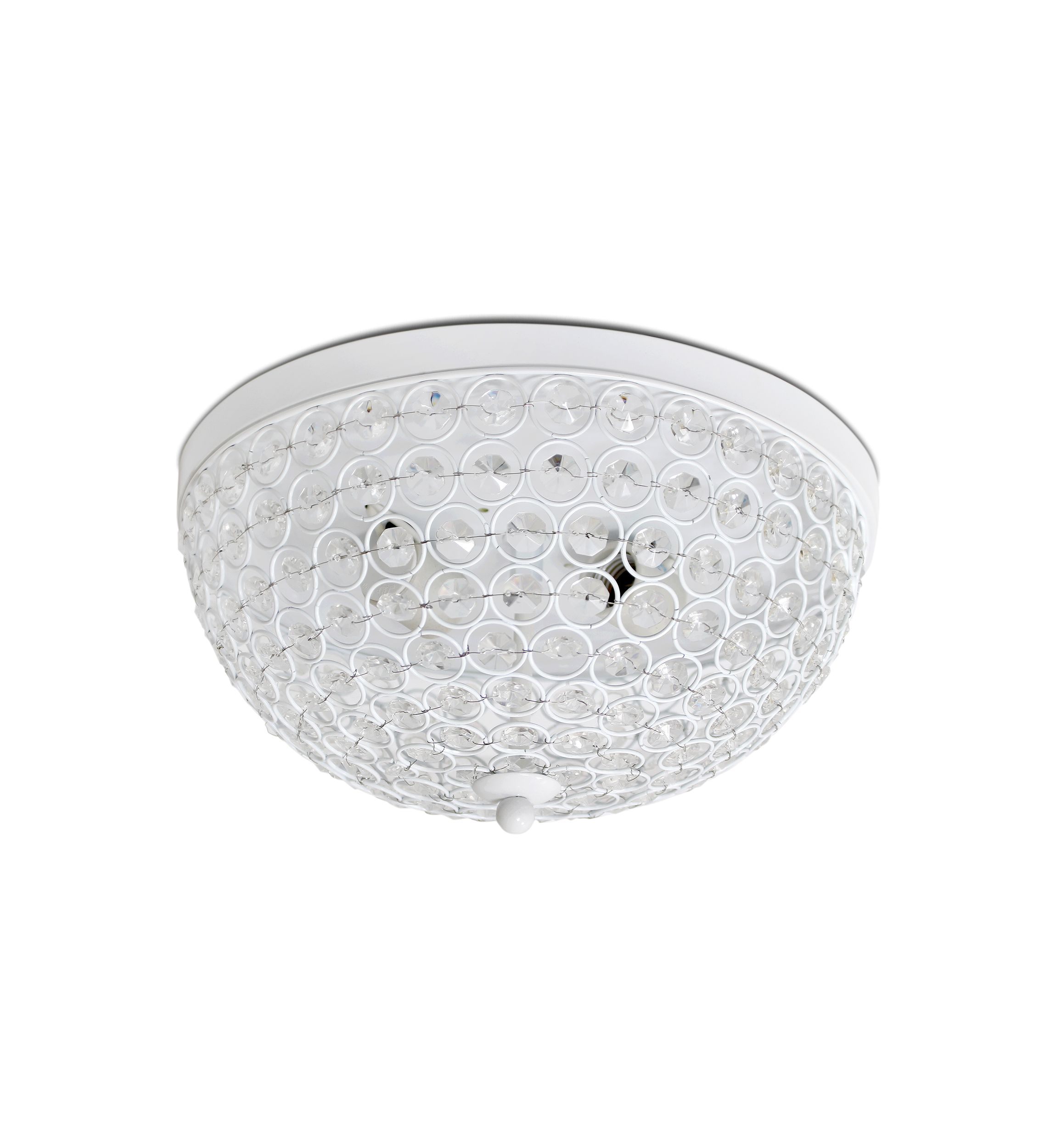 Crystal Glam 2 Light Ceiling Flush Mount, White