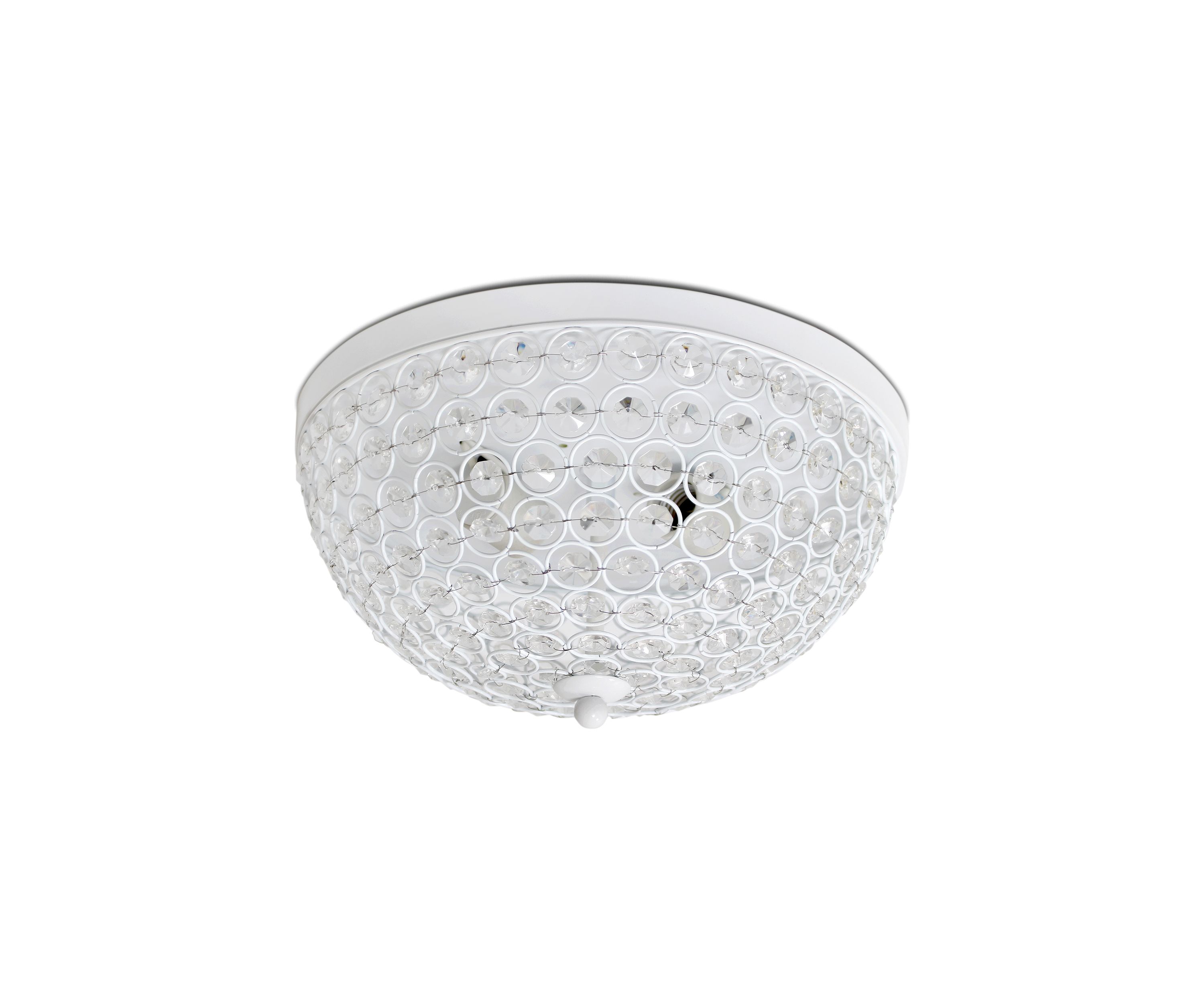 Crystal Glam 2 Light Ceiling Flush Mount, White