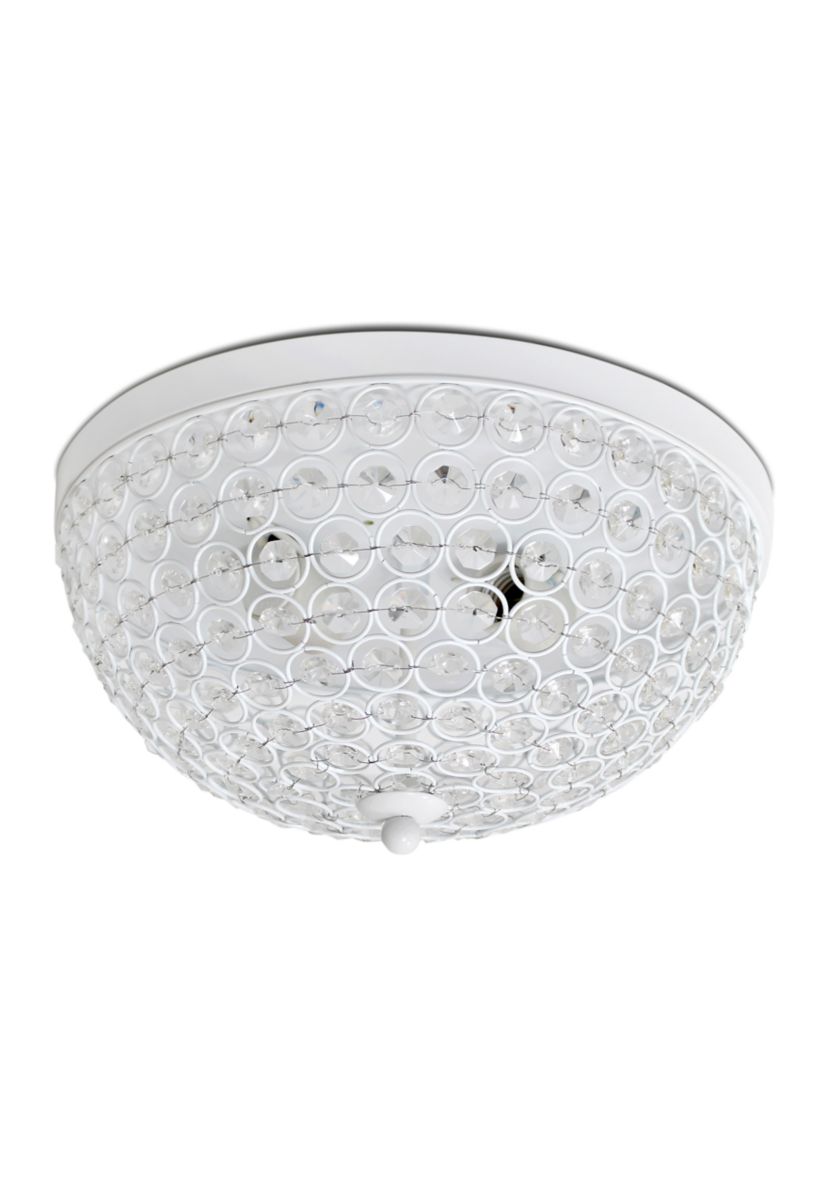 Crystal Glam 2 Light Ceiling Flush Mount, White