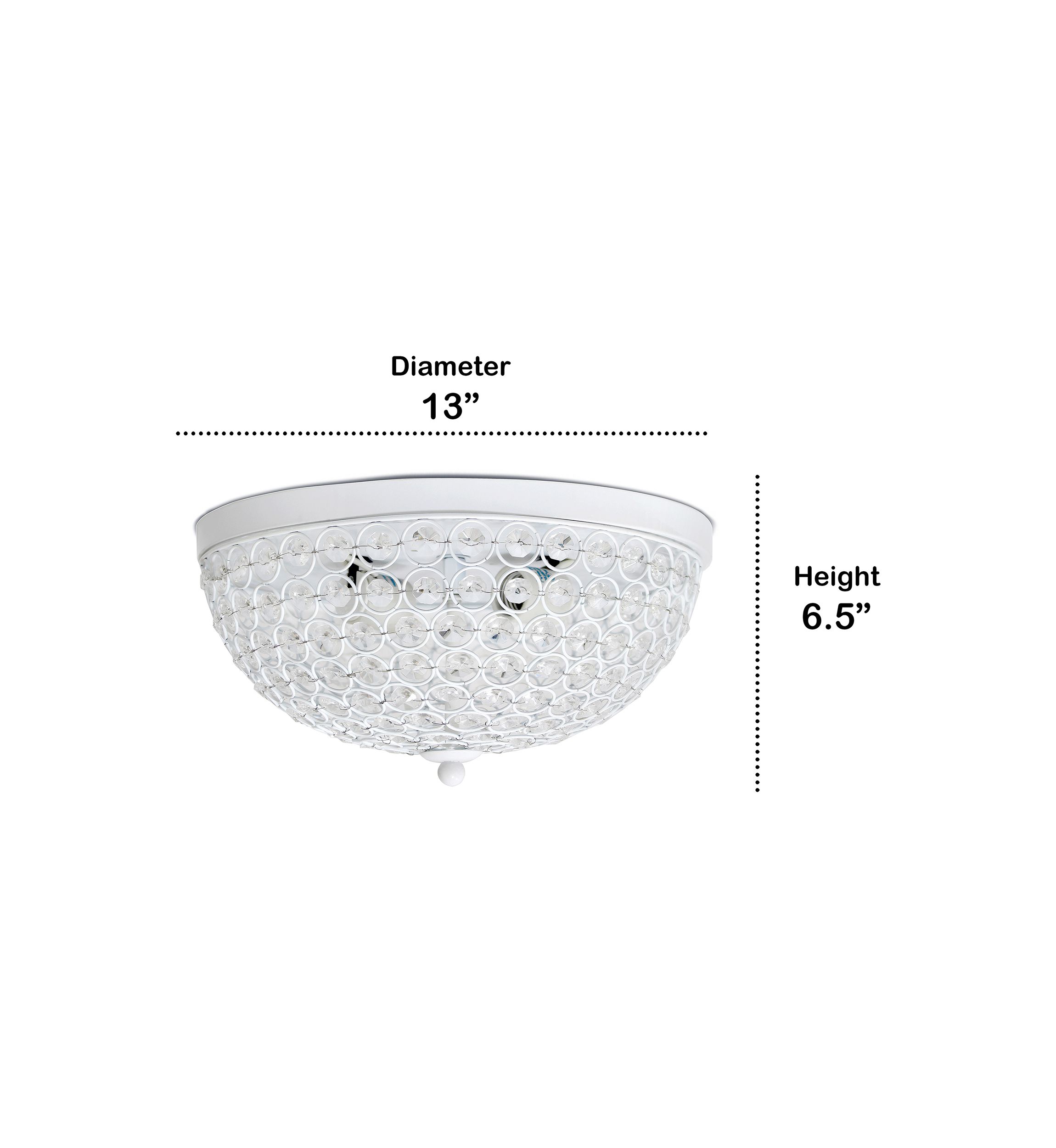 Crystal Glam 2 Light Ceiling Flush Mount, White