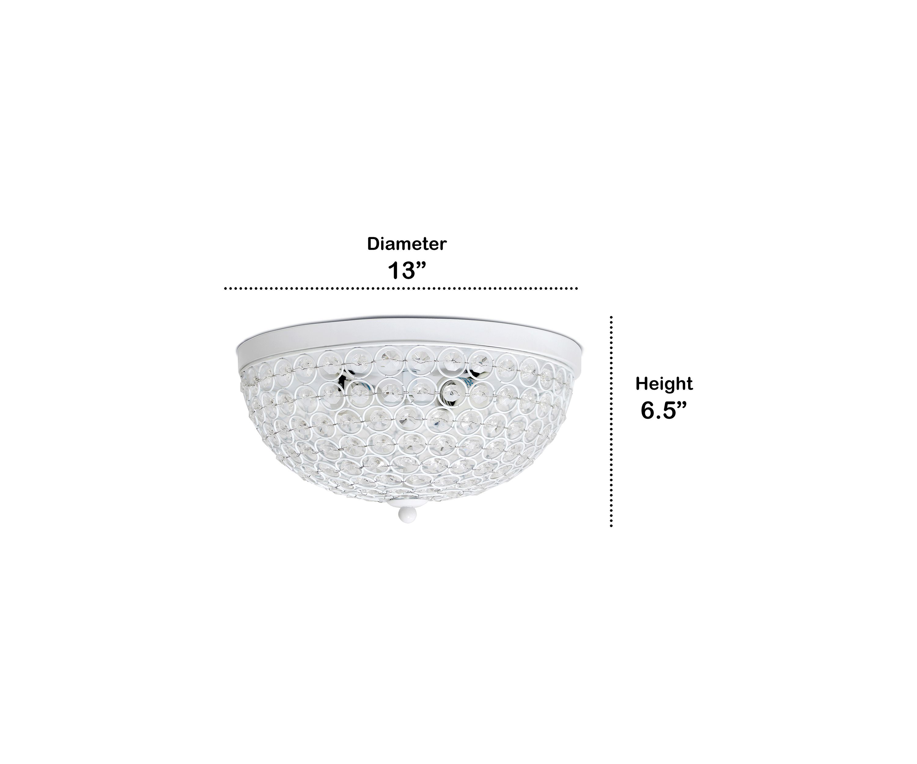 Crystal Glam 2 Light Ceiling Flush Mount, White