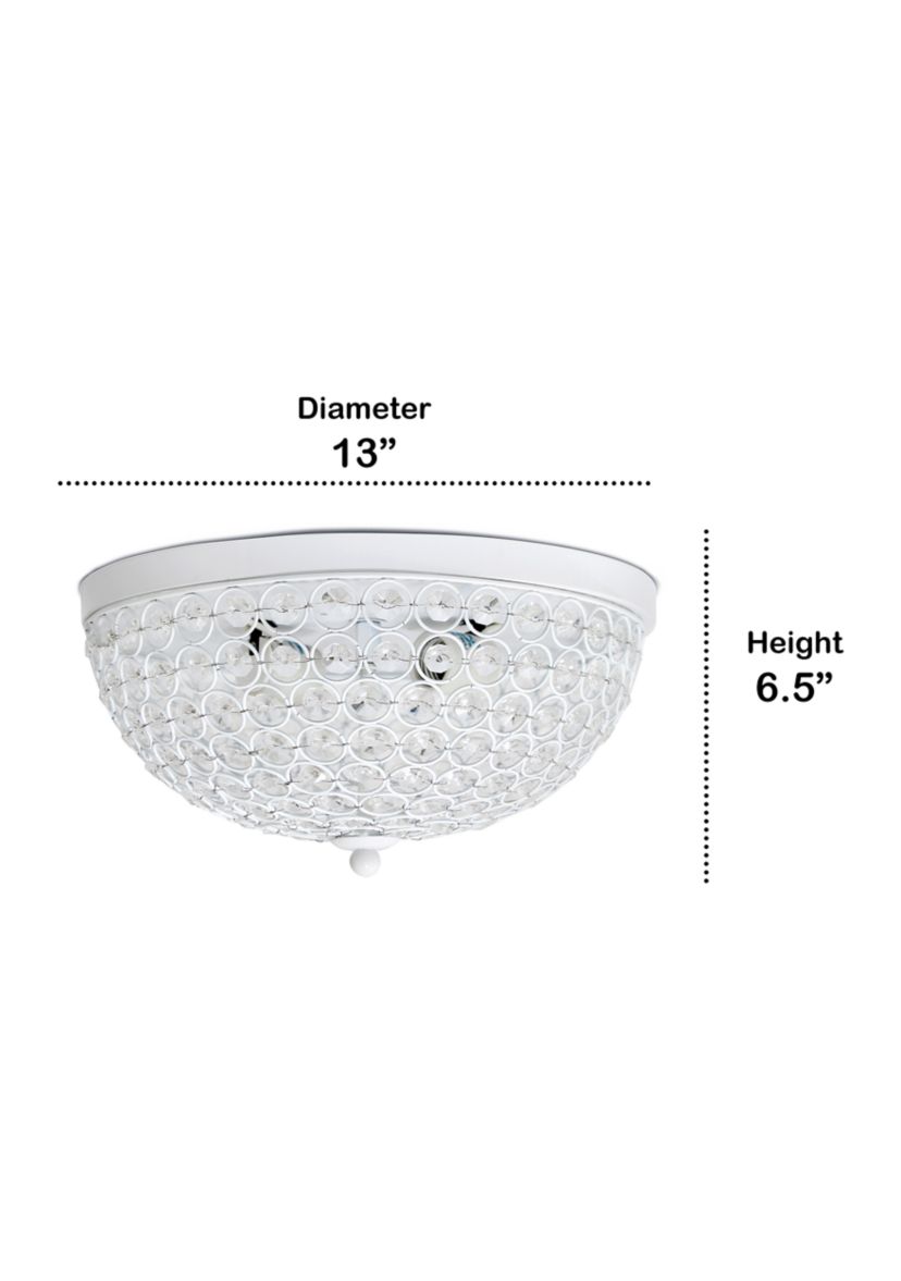 Crystal Glam 2 Light Ceiling Flush Mount, White