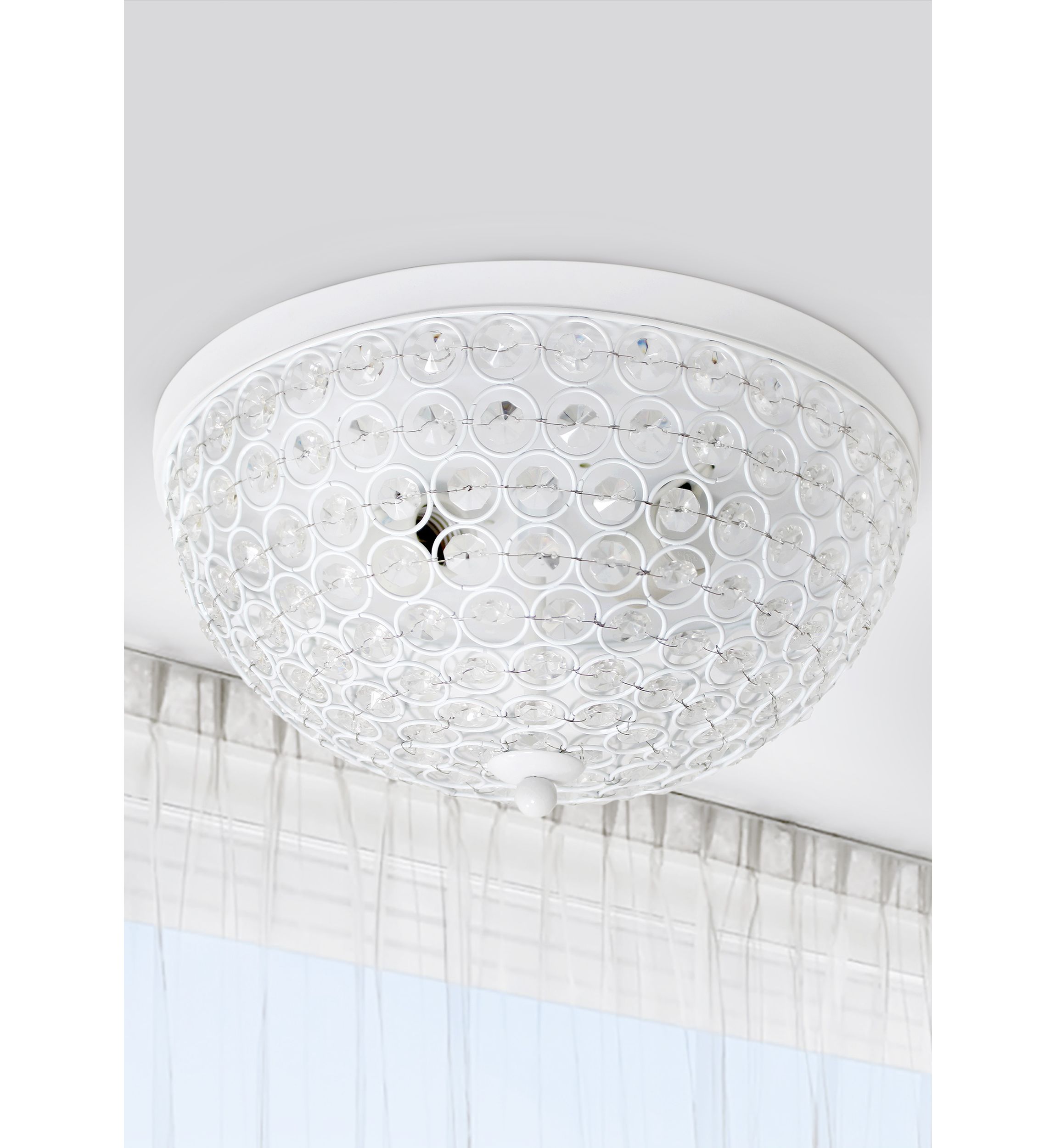 Crystal Glam 2 Light Ceiling Flush Mount, White