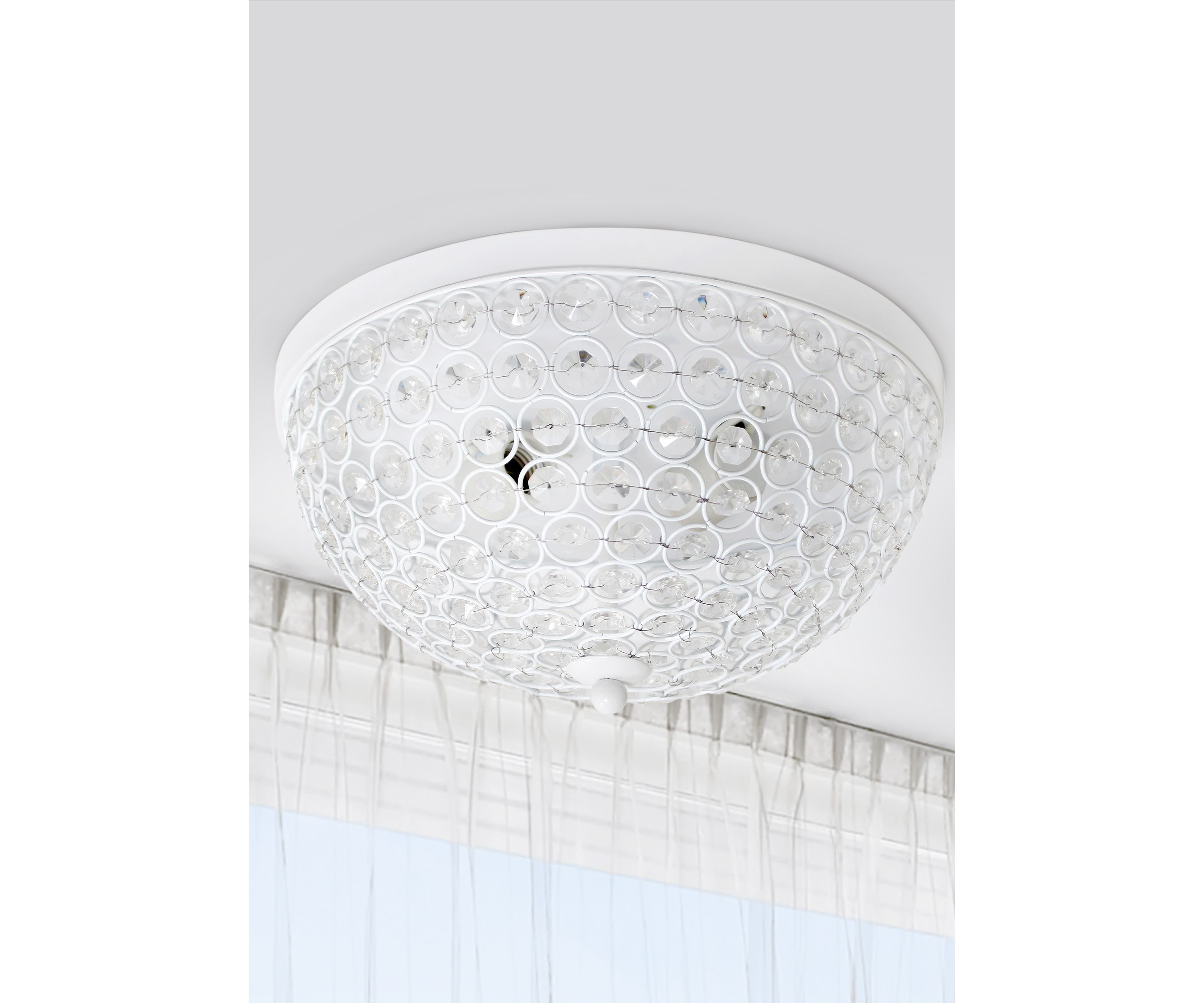Crystal Glam 2 Light Ceiling Flush Mount, White