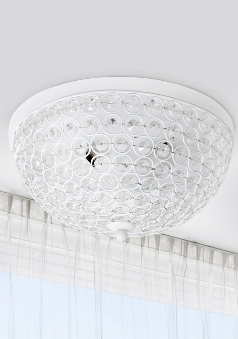 Crystal Glam 2 Light Ceiling Flush Mount, White