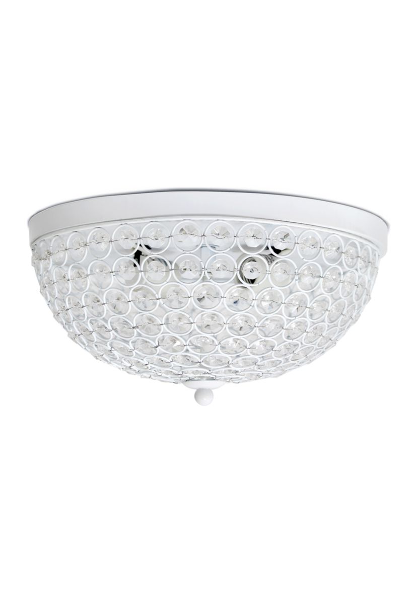 Crystal Glam 2 Light Ceiling Flush Mount, White