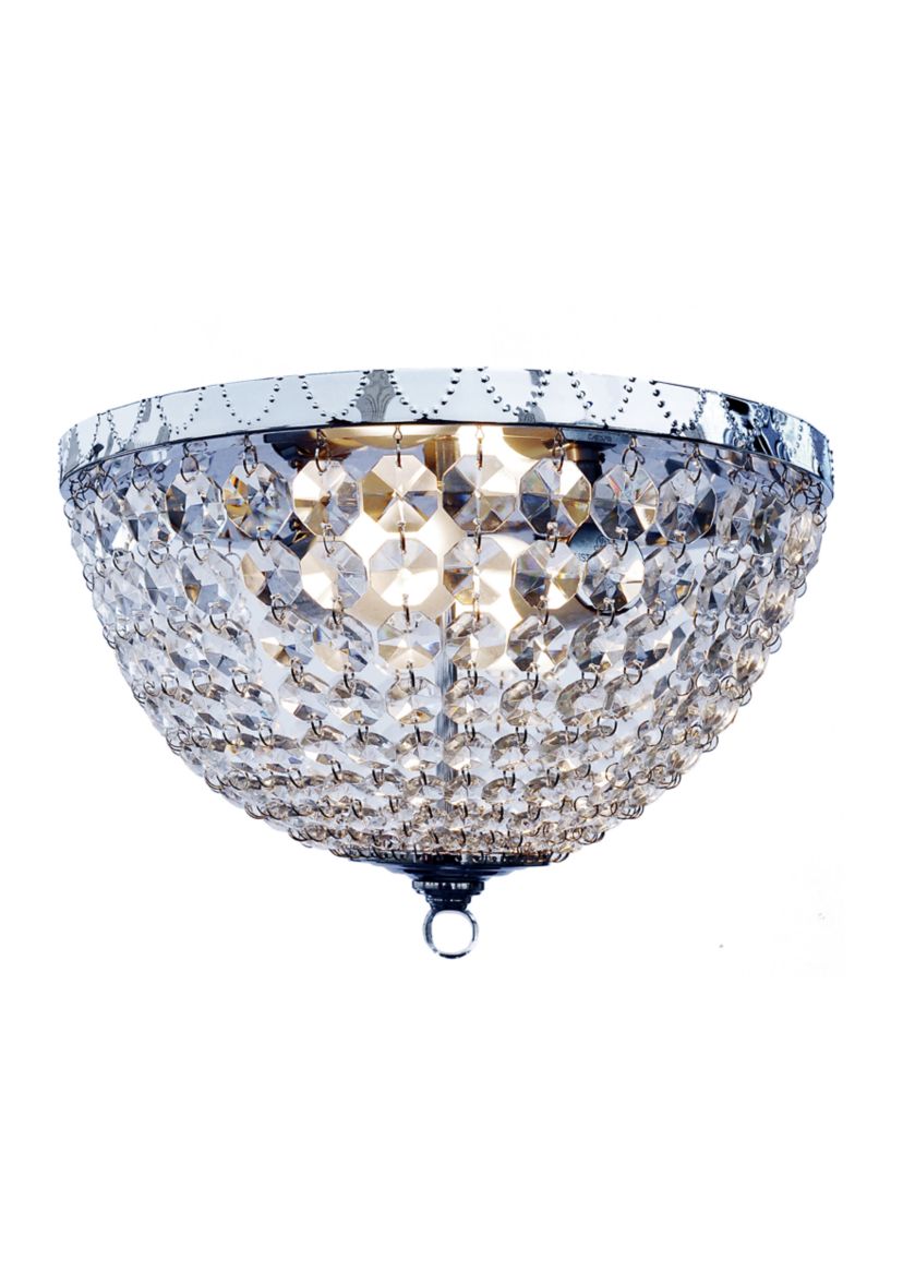 Crystal Drop 2 Light Ceiling Flush Mount, Chrome