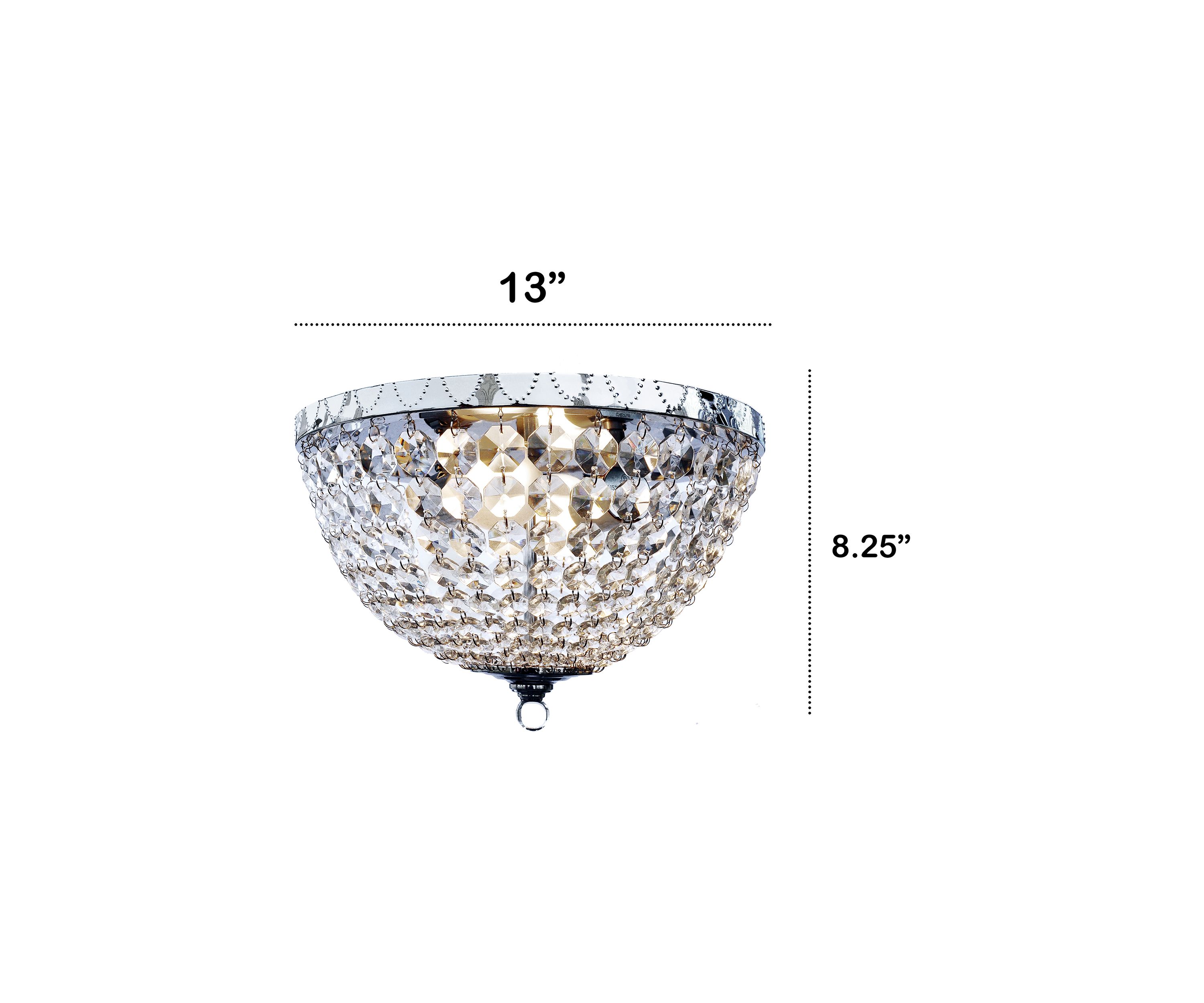 Crystal Drop 2 Light Ceiling Flush Mount, Chrome