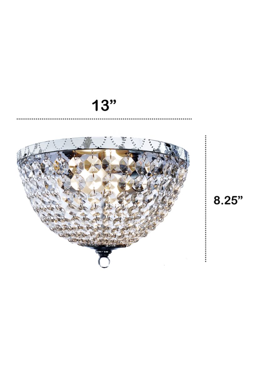 Crystal Drop 2 Light Ceiling Flush Mount, Chrome