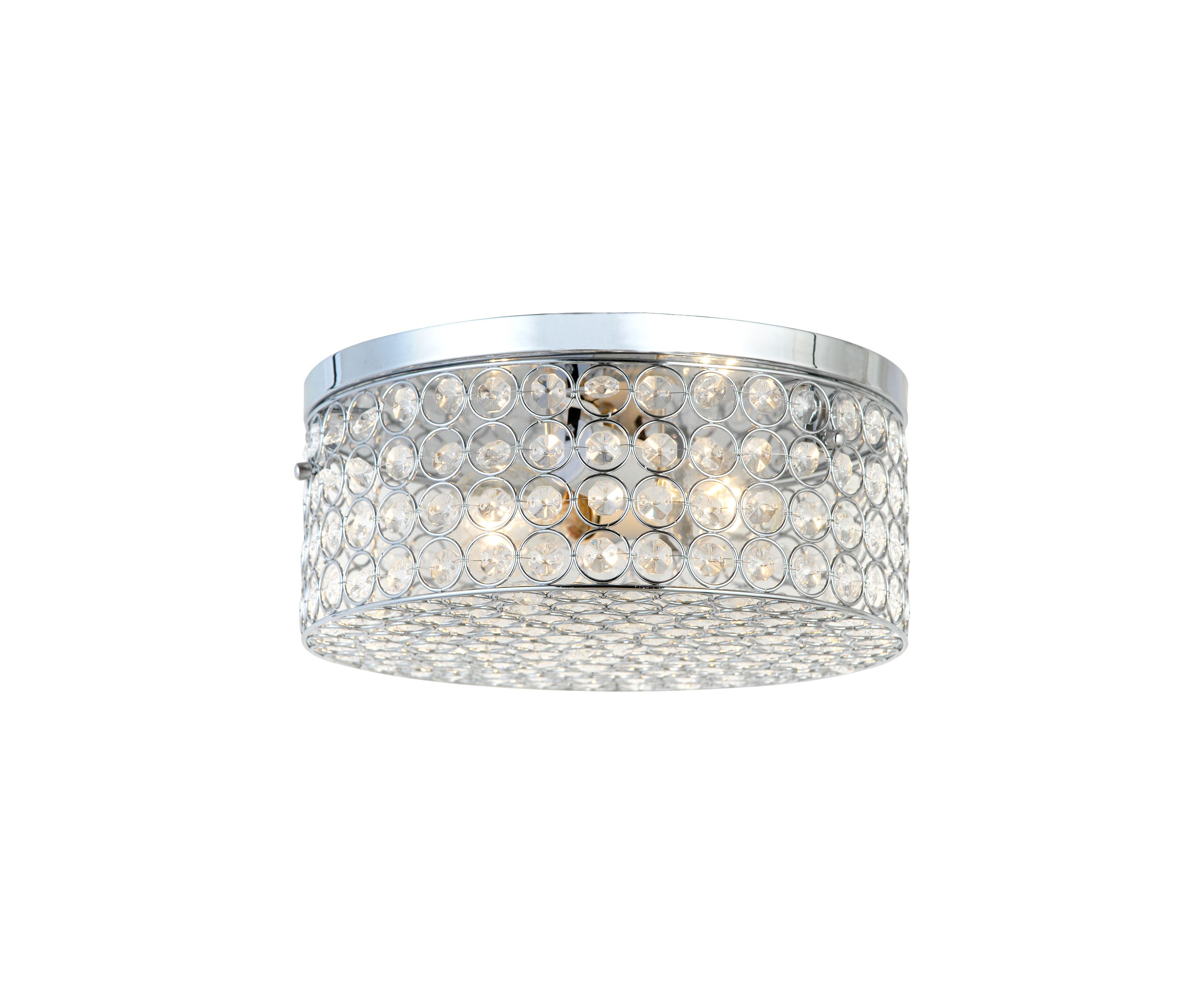 Glam 2 Light 12 Inch Round Flush Mount, Chrome