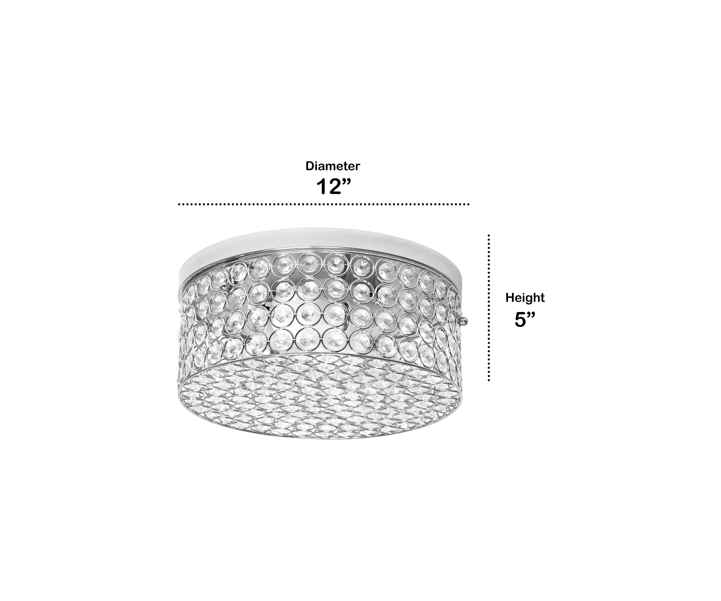 Glam 2 Light 12 Inch Round Flush Mount, Chrome
