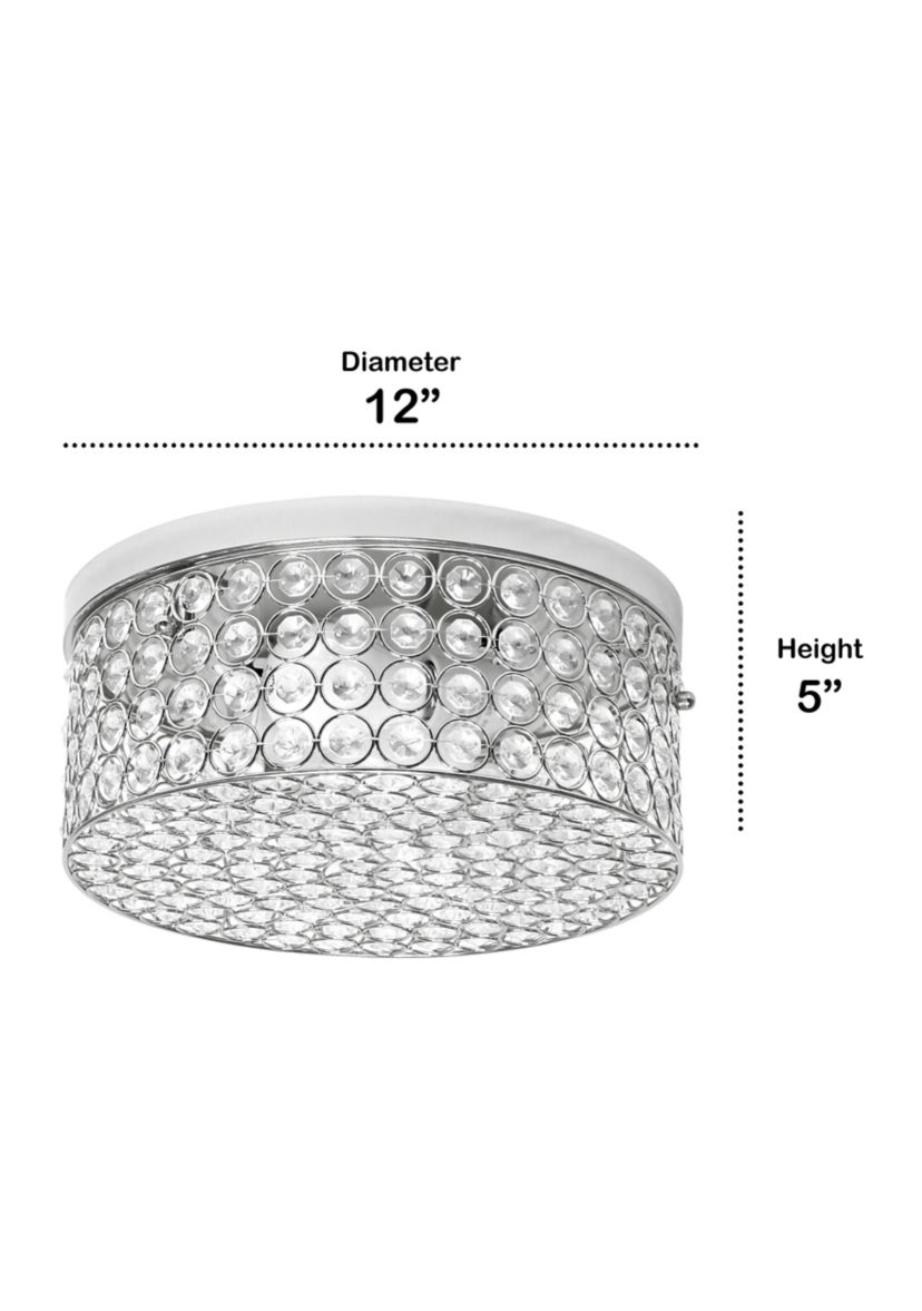 Glam 2 Light 12 Inch Round Flush Mount, Chrome