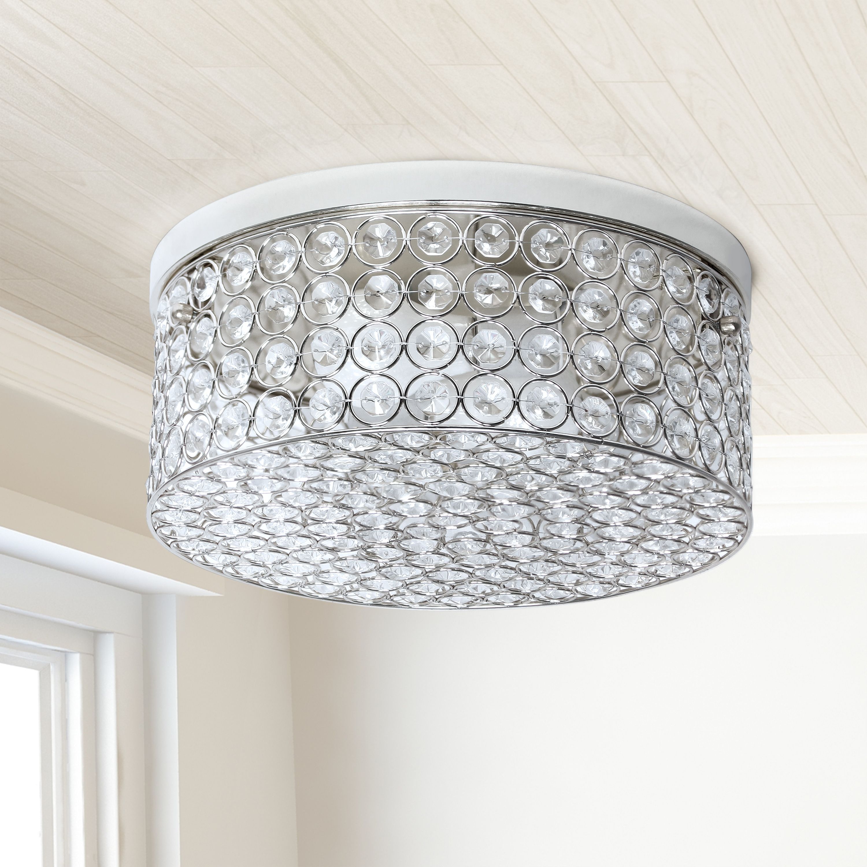 Glam 2 Light 12 Inch Round Flush Mount, Chrome