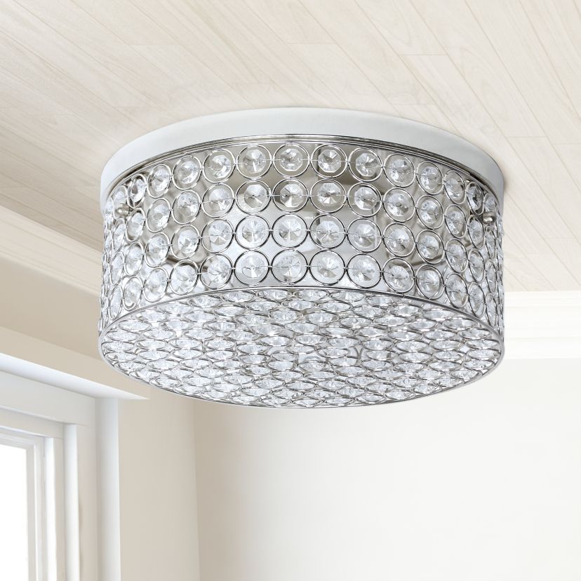 Glam 2 Light 12 Inch Round Flush Mount, Chrome