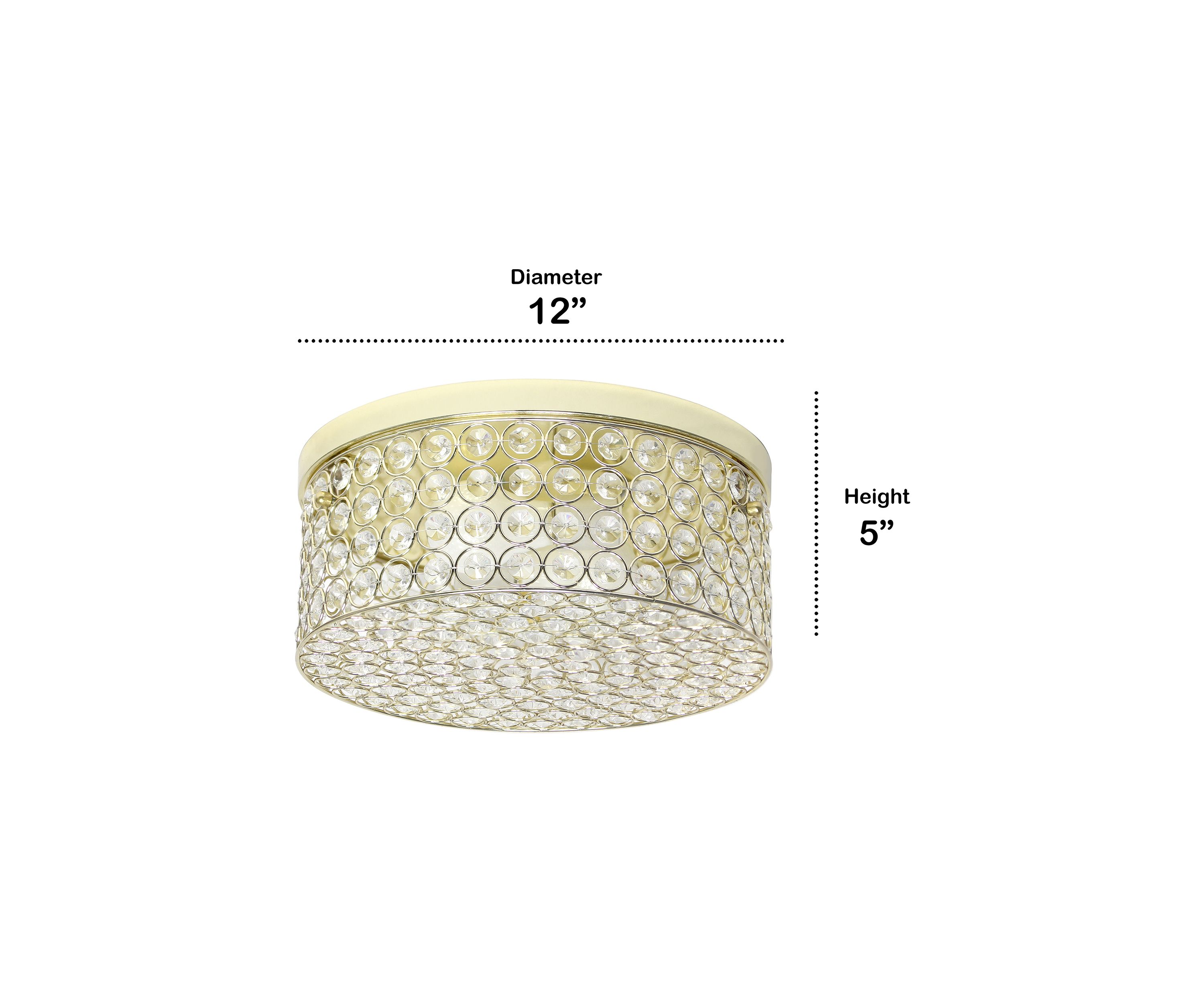 Glam 2 Light 12 Inch Round Flush Mount, Gold