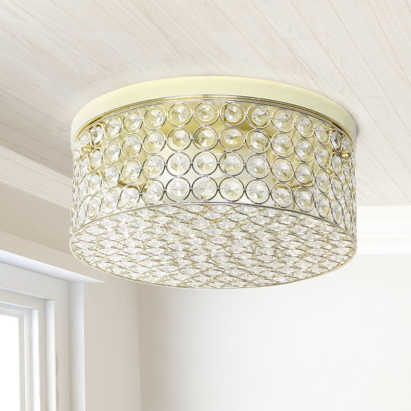 Glam 2 Light 12 Inch Round Flush Mount, Gold
