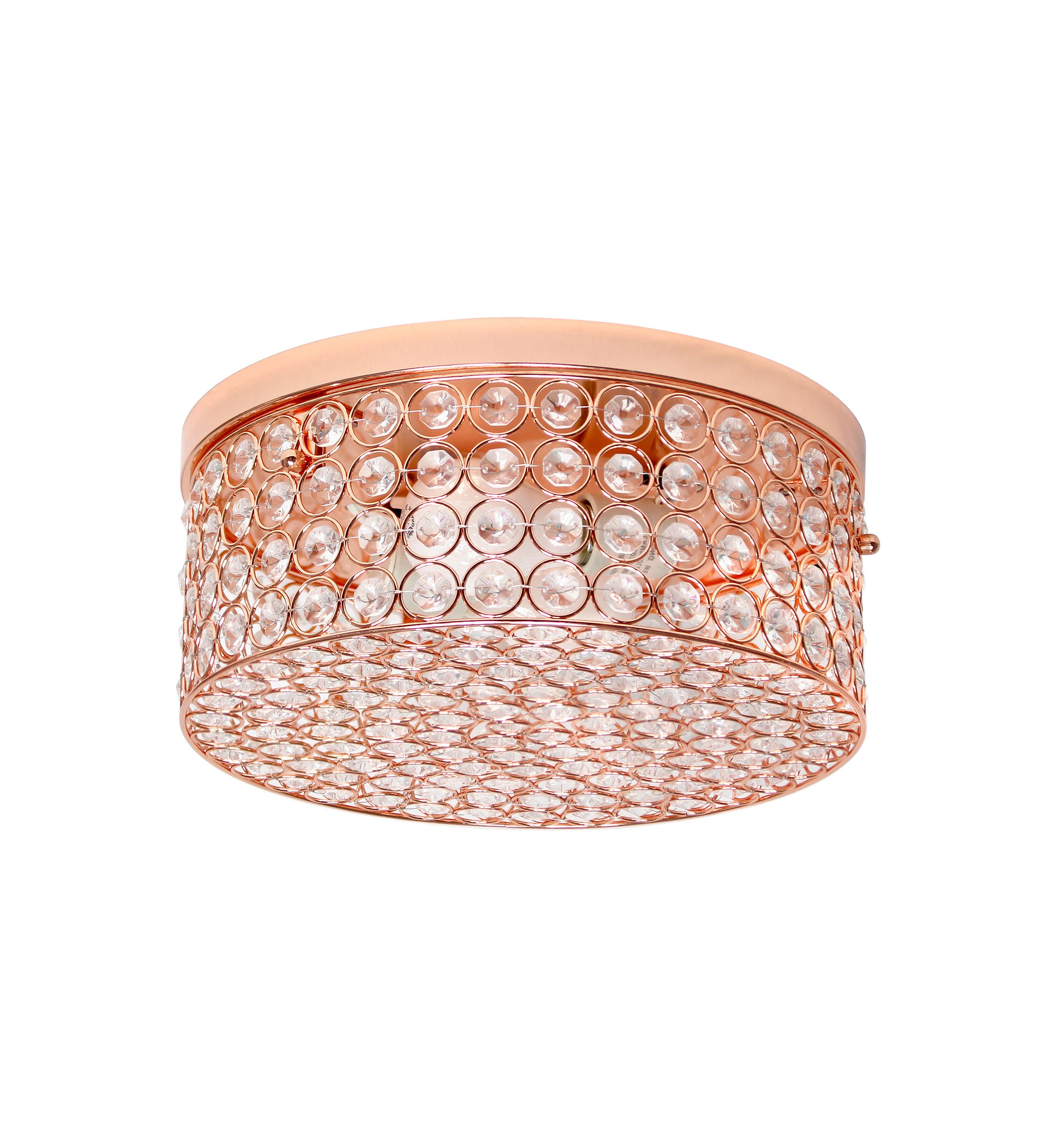 Glam 2 Light 12 Inch Round Flush Mount, Rose Gold