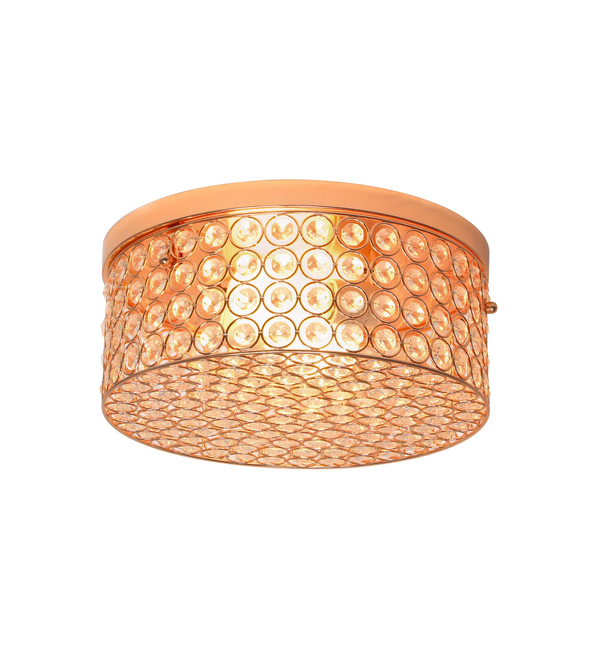 Glam 2 Light 12 Inch Round Flush Mount, Rose Gold
