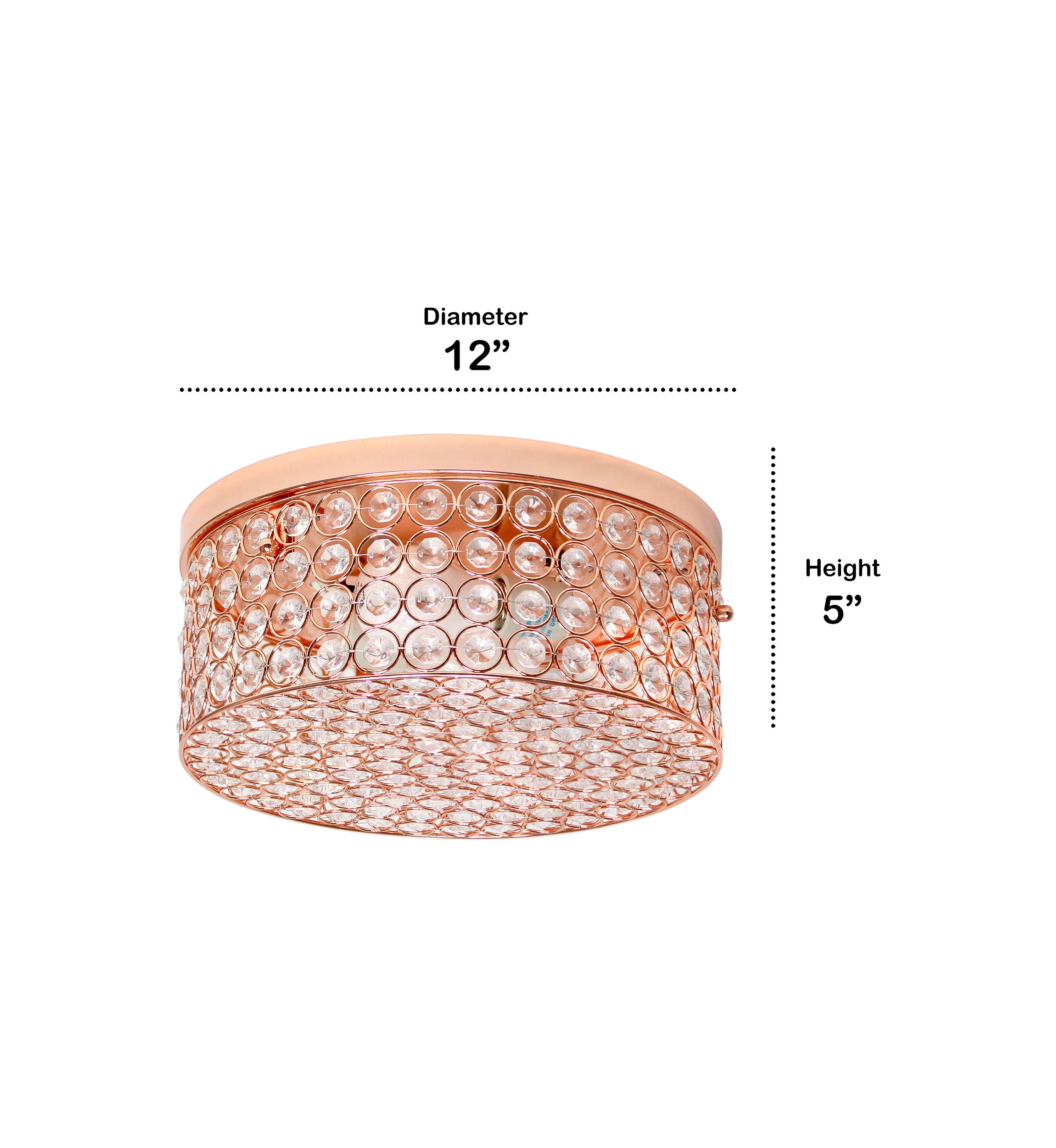 Glam 2 Light 12 Inch Round Flush Mount, Rose Gold