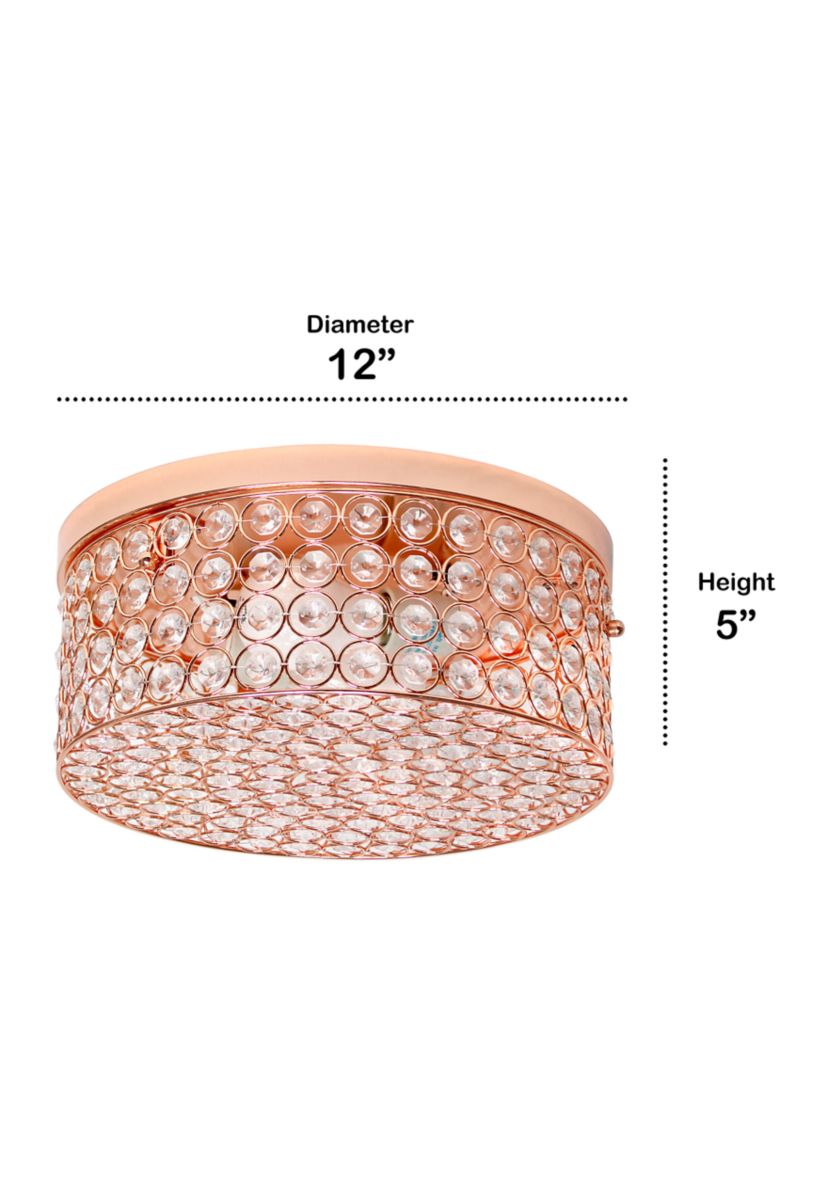 Glam 2 Light 12 Inch Round Flush Mount, Rose Gold