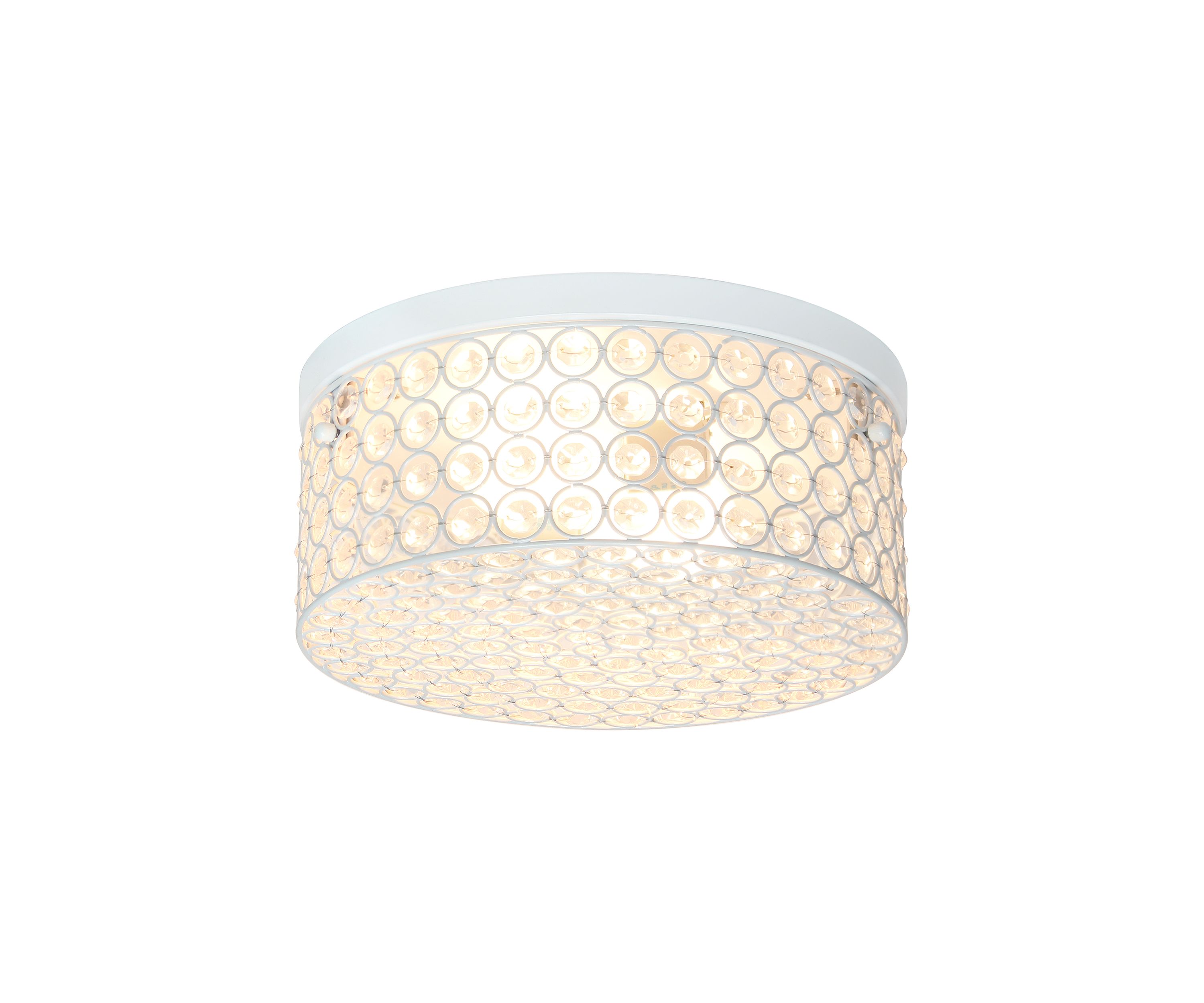 Glam 2 Light 12 Inch Round Flush Mount, White