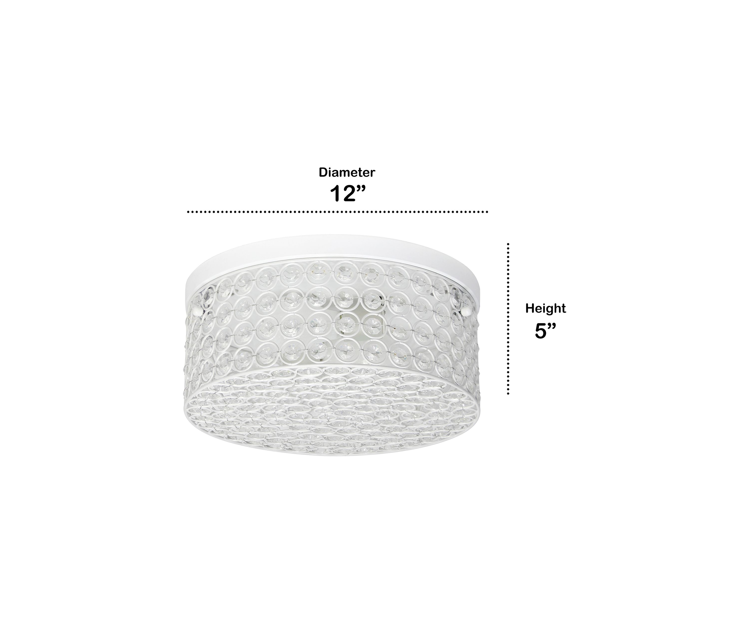 Glam 2 Light 12 Inch Round Flush Mount, White