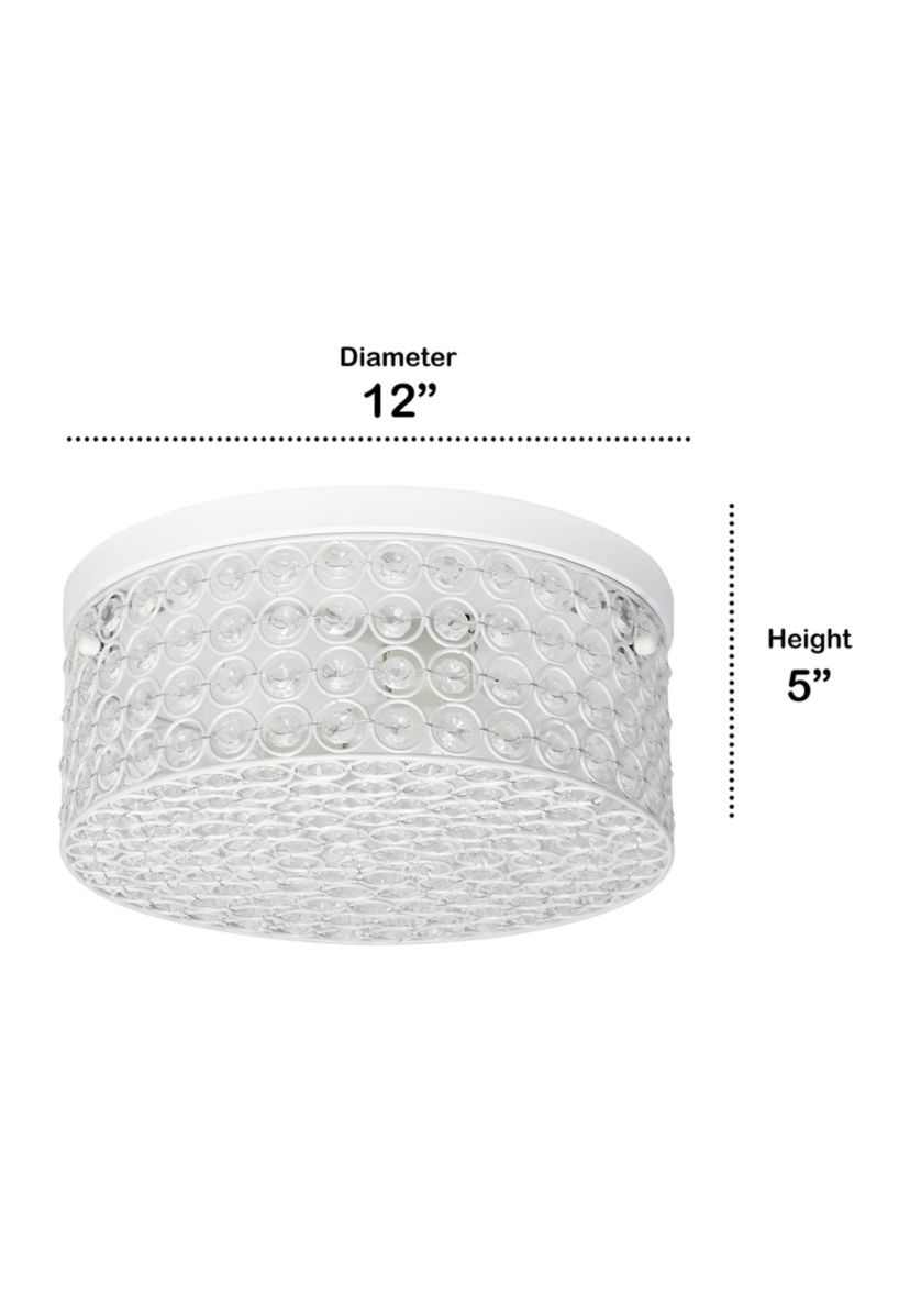Glam 2 Light 12 Inch Round Flush Mount, White