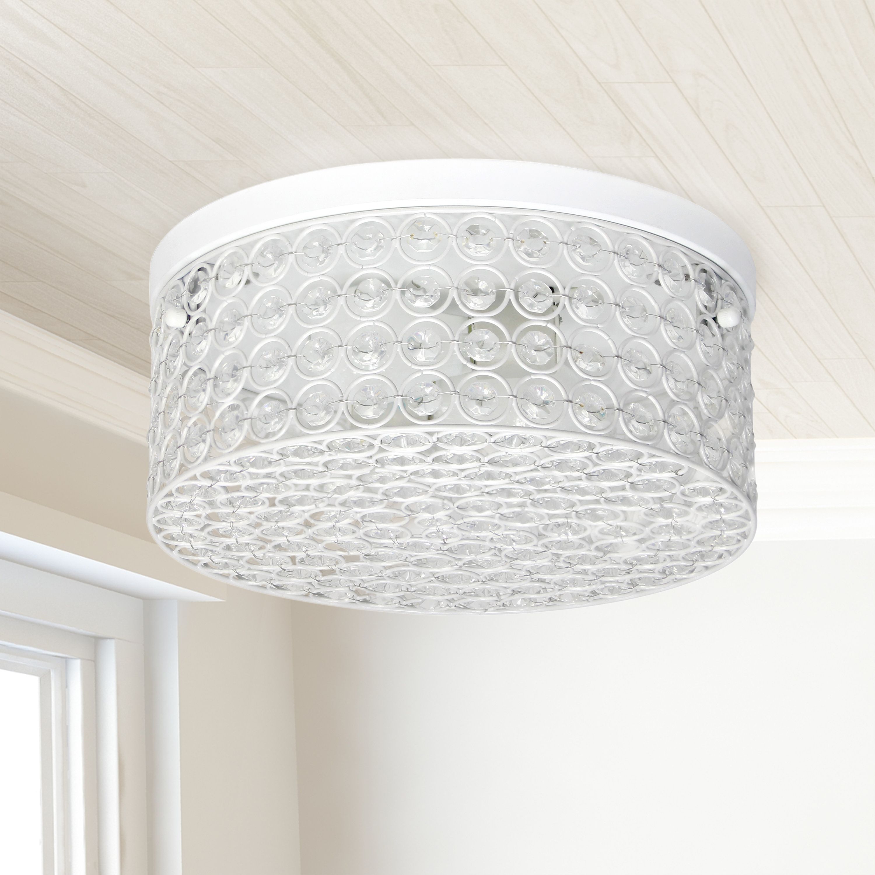 Glam 2 Light 12 Inch Round Flush Mount, White
