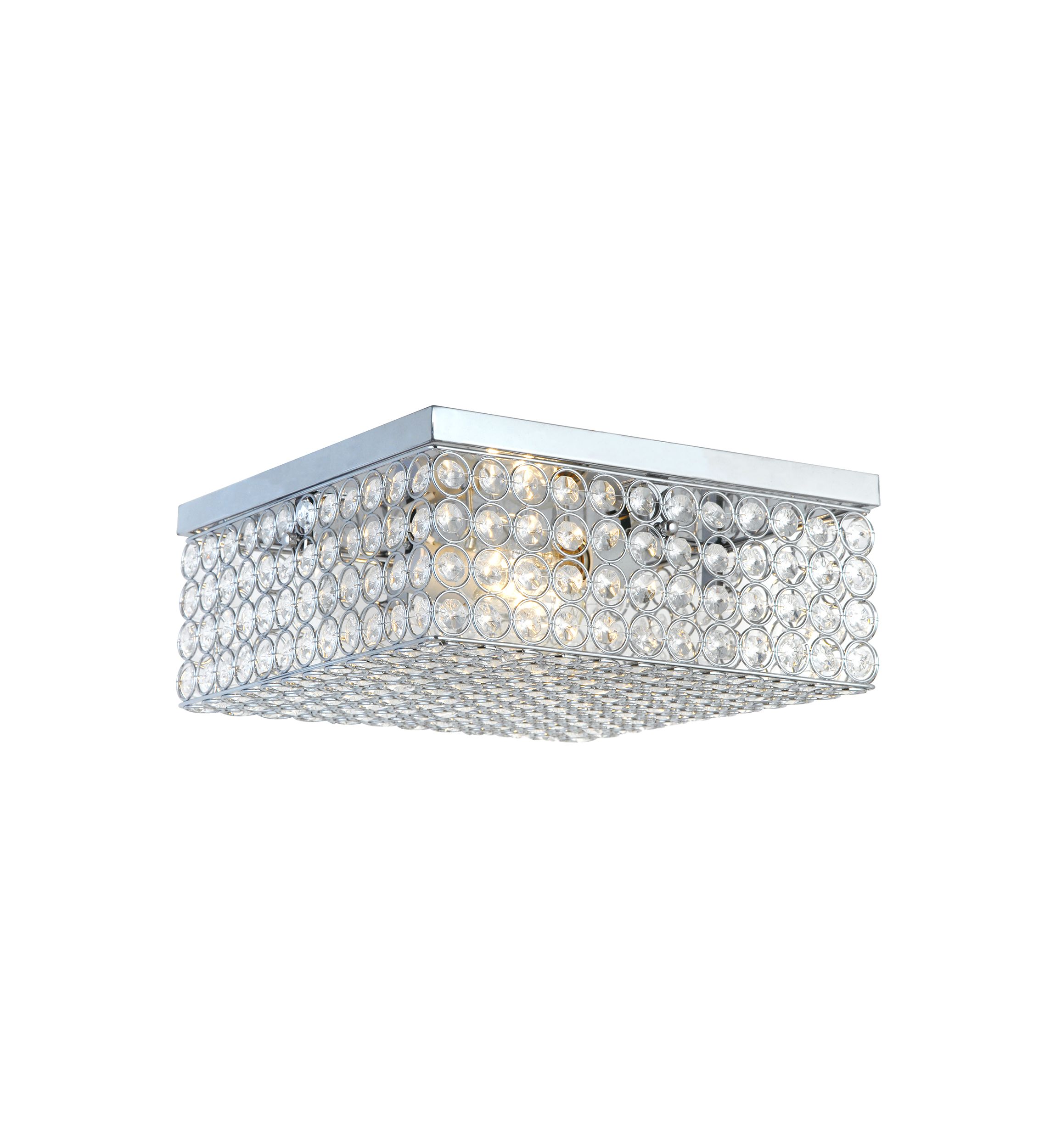 Glam 2 Light 12 Inch Square Flush Mount, Chrome