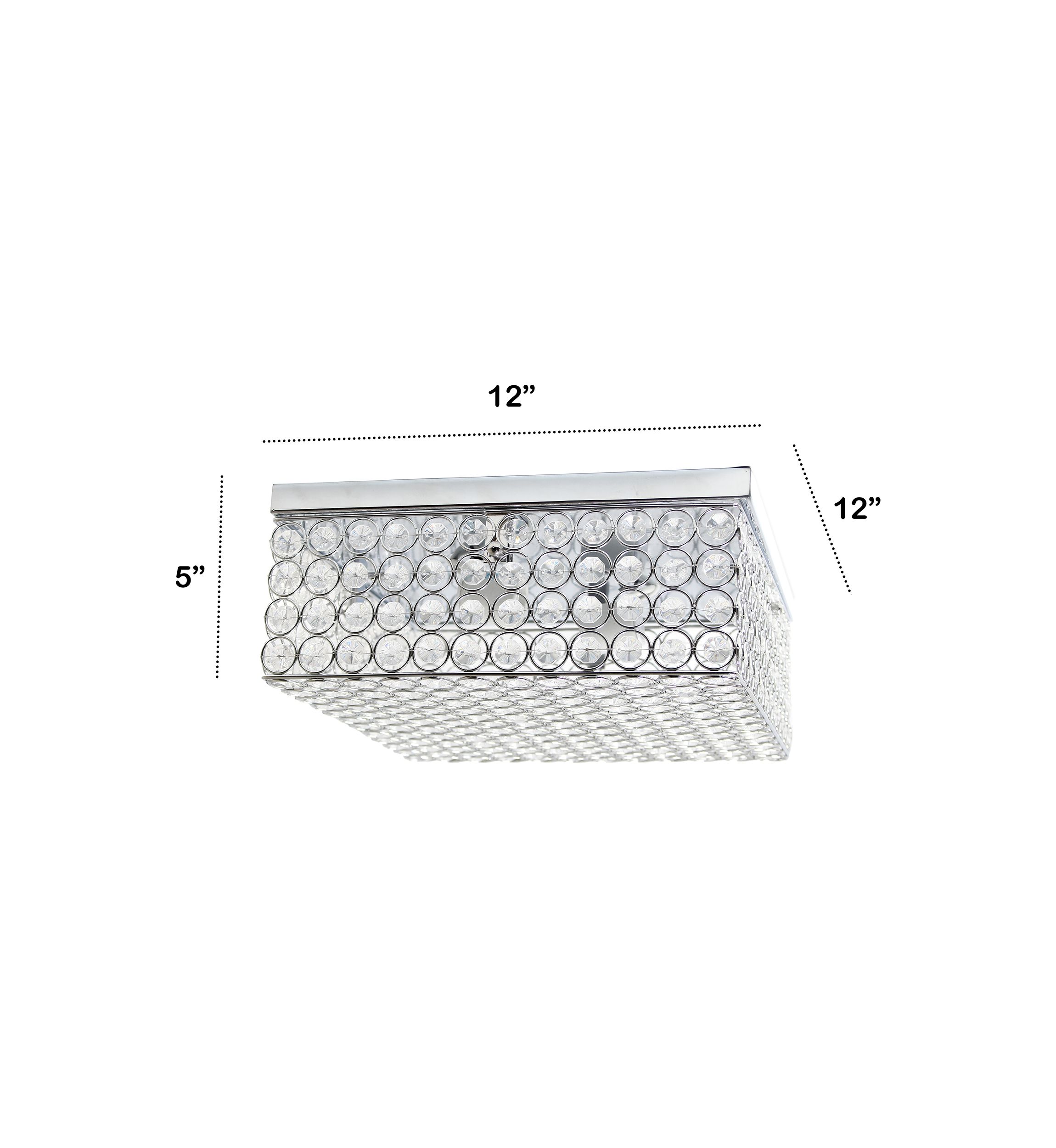 Glam 2 Light 12 Inch Square Flush Mount, Chrome
