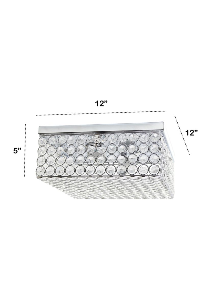 Glam 2 Light 12 Inch Square Flush Mount, Chrome