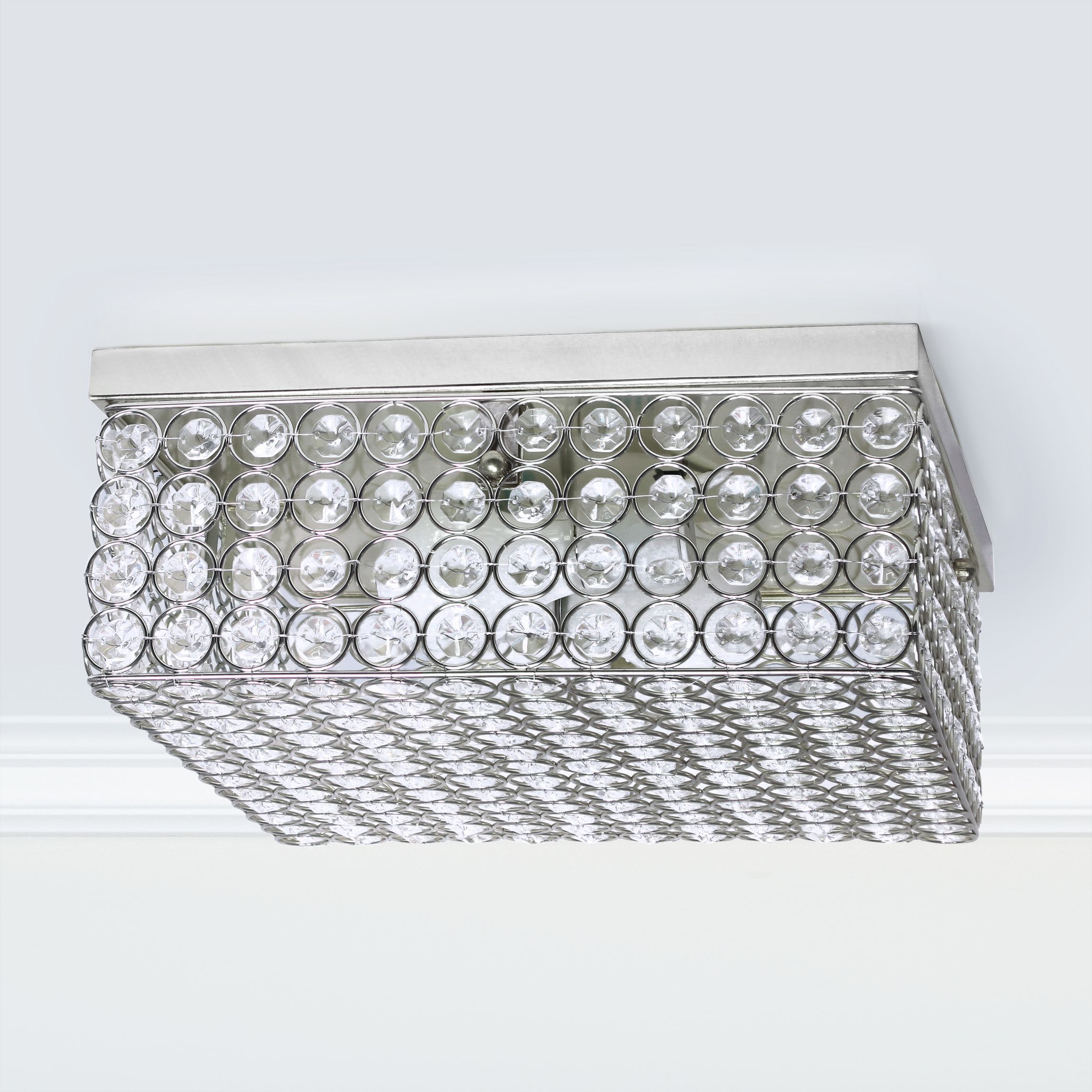 Glam 2 Light 12 Inch Square Flush Mount, Chrome