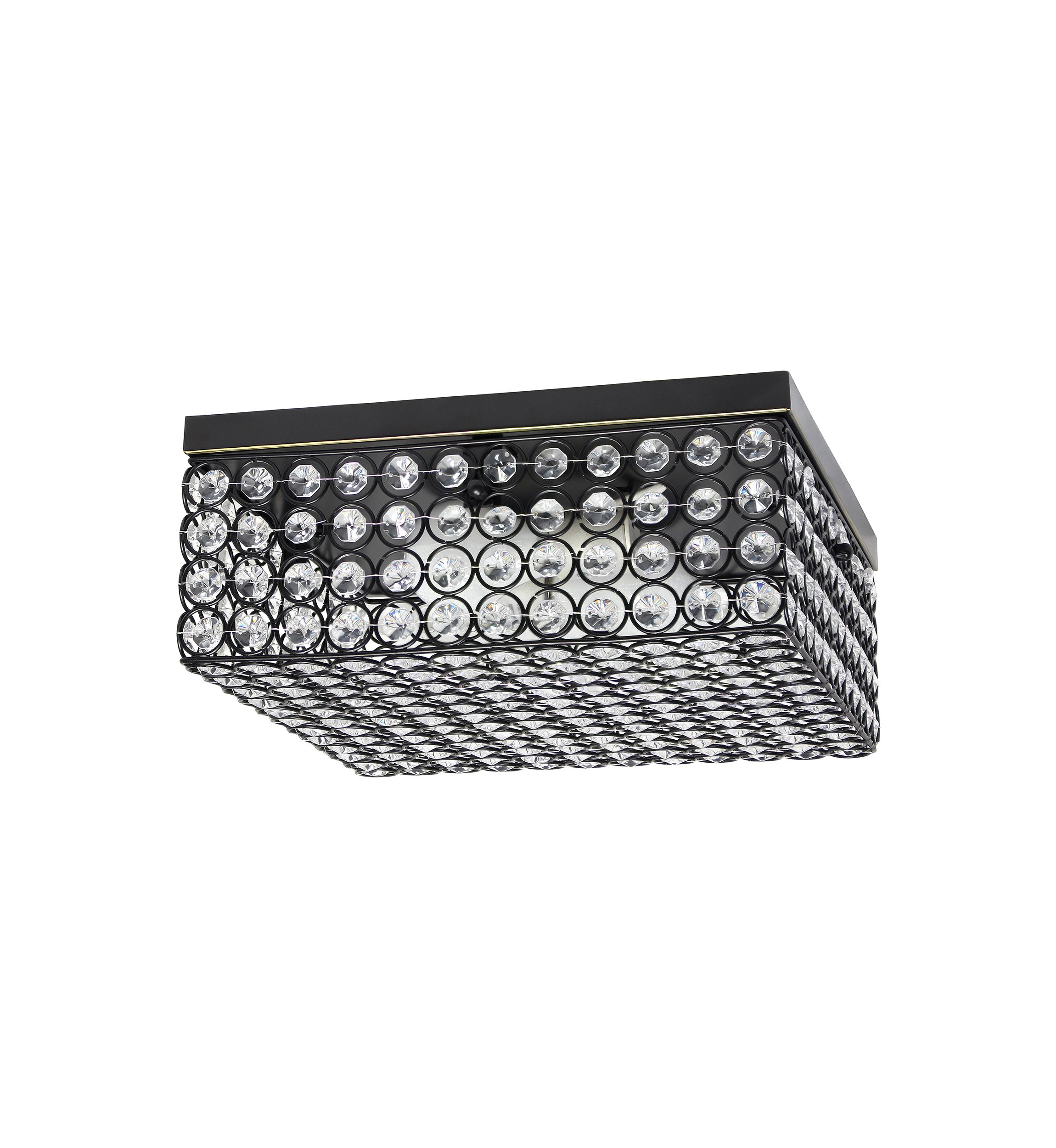Glam 2 Light 12 Inch Square Flush Mount, Restoration Bronze