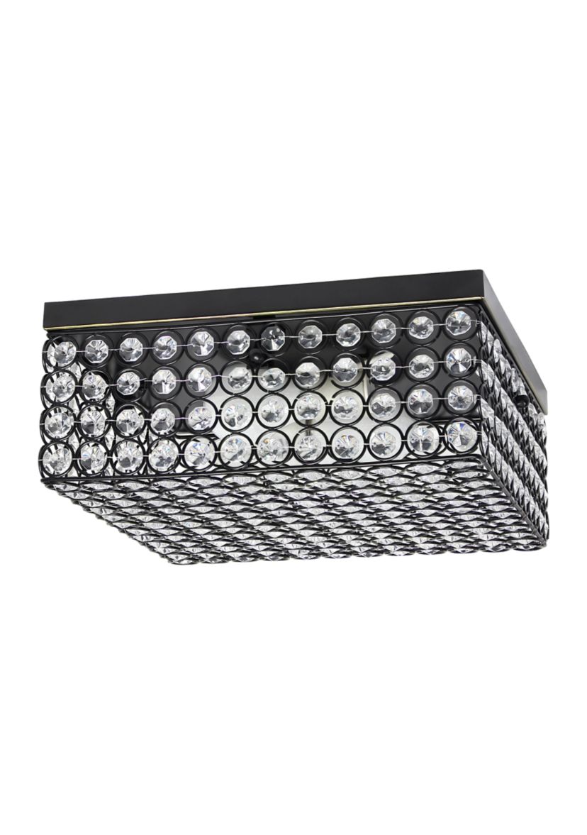 Glam 2 Light 12 Inch Square Flush Mount, Restoration Bronze