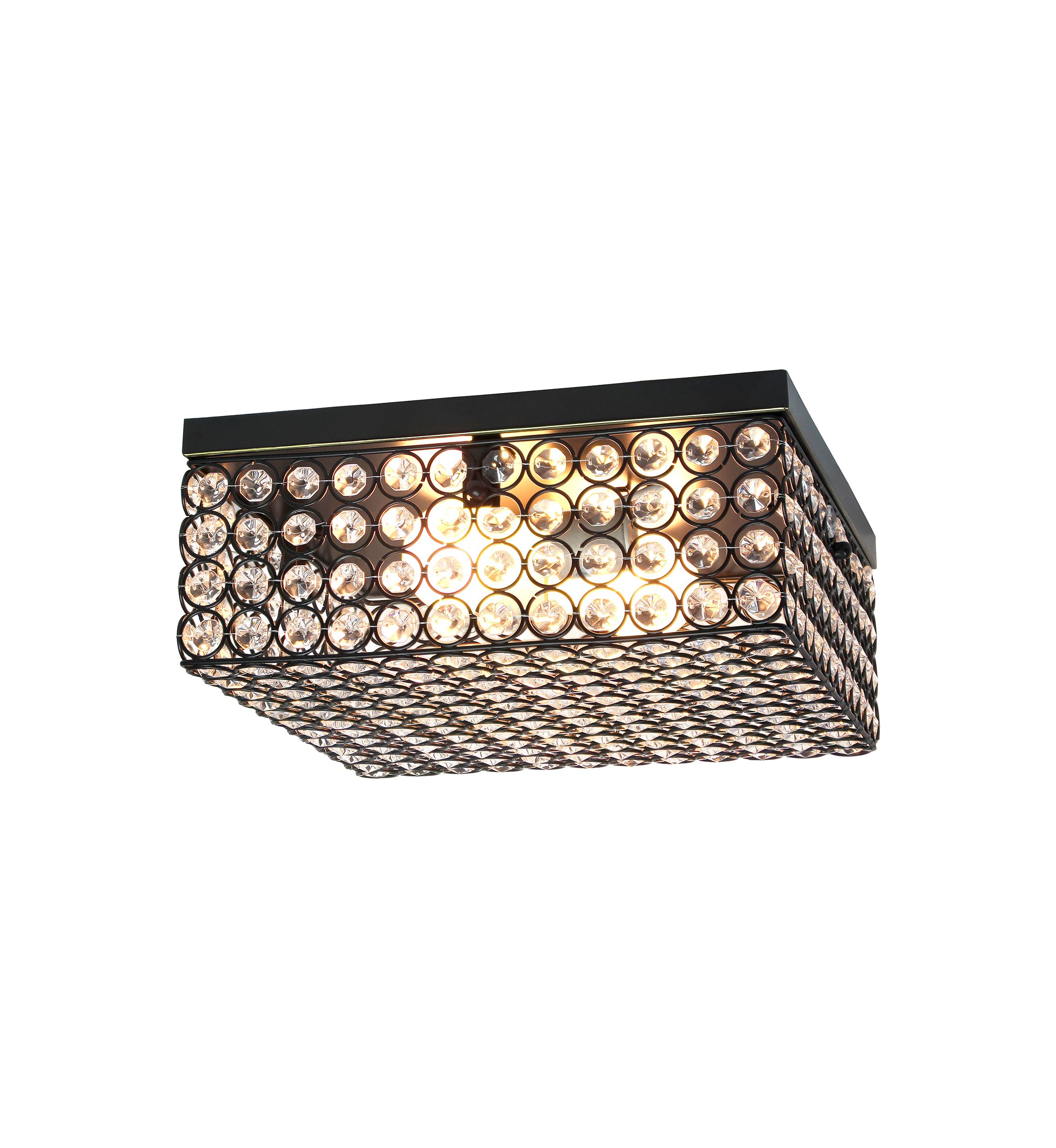 Glam 2 Light 12 Inch Square Flush Mount, Restoration Bronze