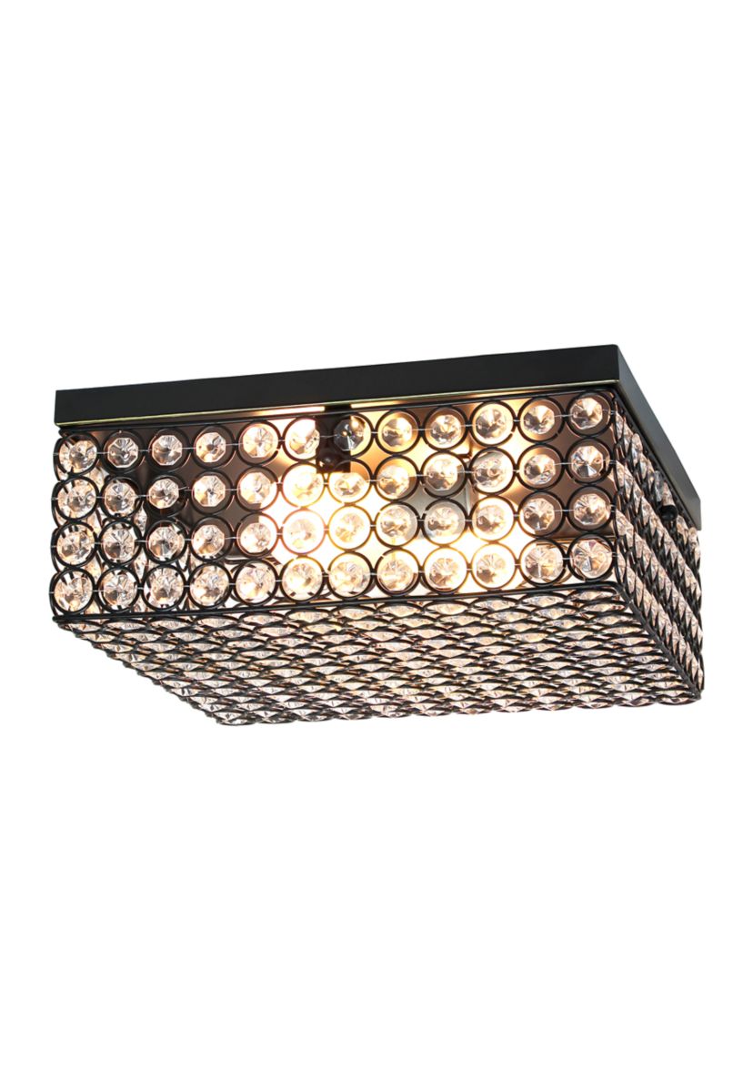 Glam 2 Light 12 Inch Square Flush Mount, Restoration Bronze