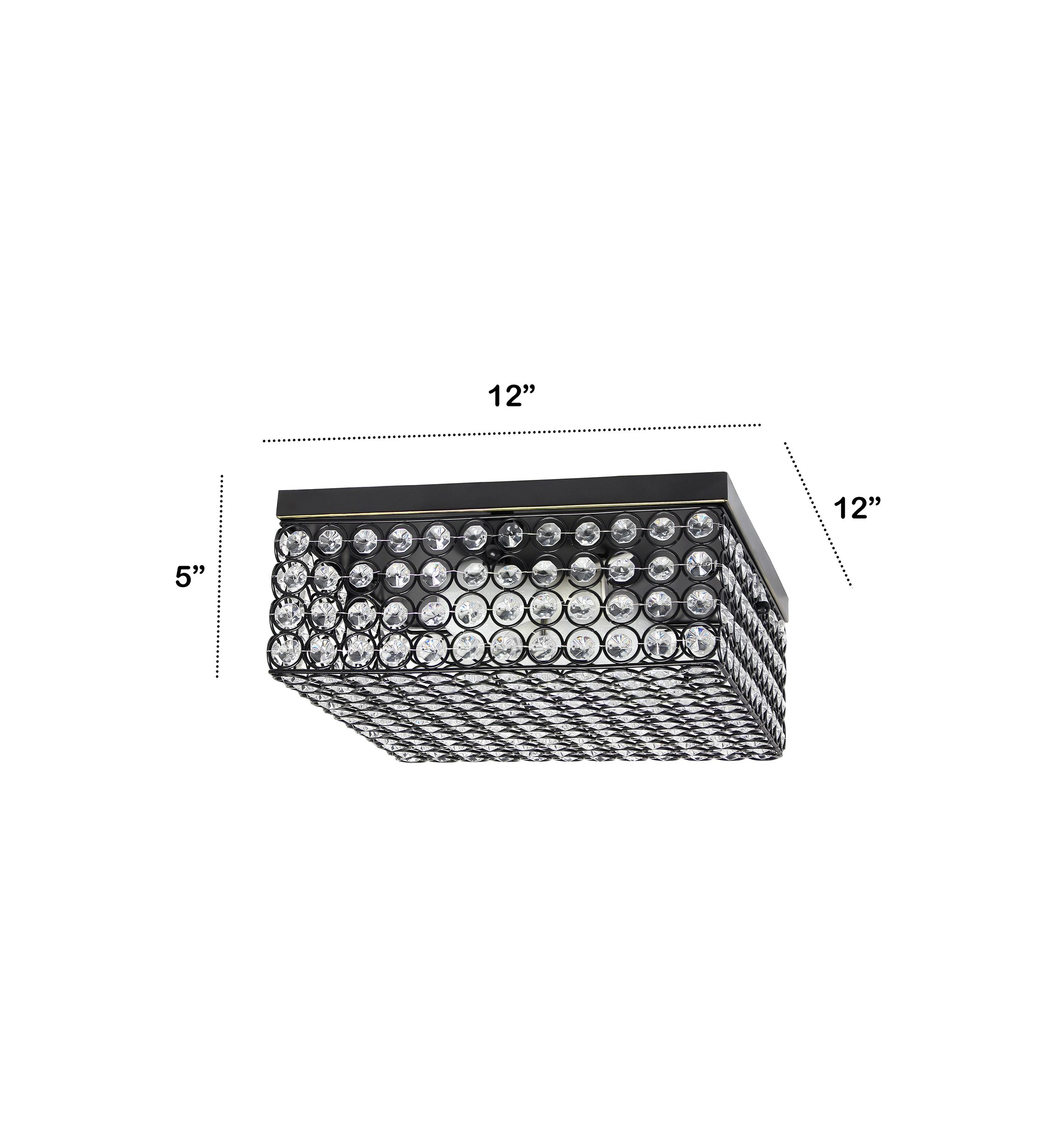 Glam 2 Light 12 Inch Square Flush Mount, Restoration Bronze